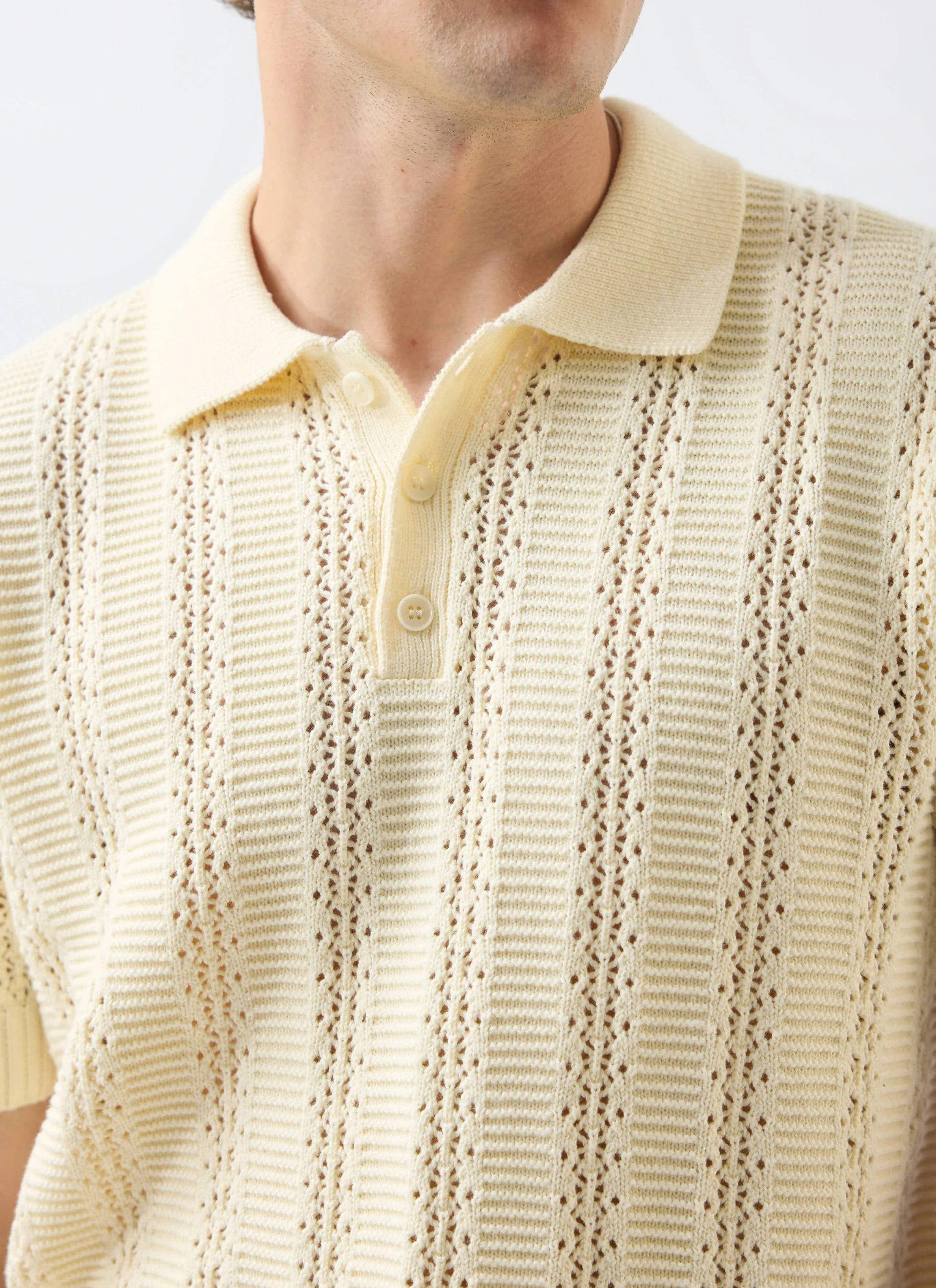 Addendum Knitted Polo Shirt | Cotton | Ecru Cream - Image 6