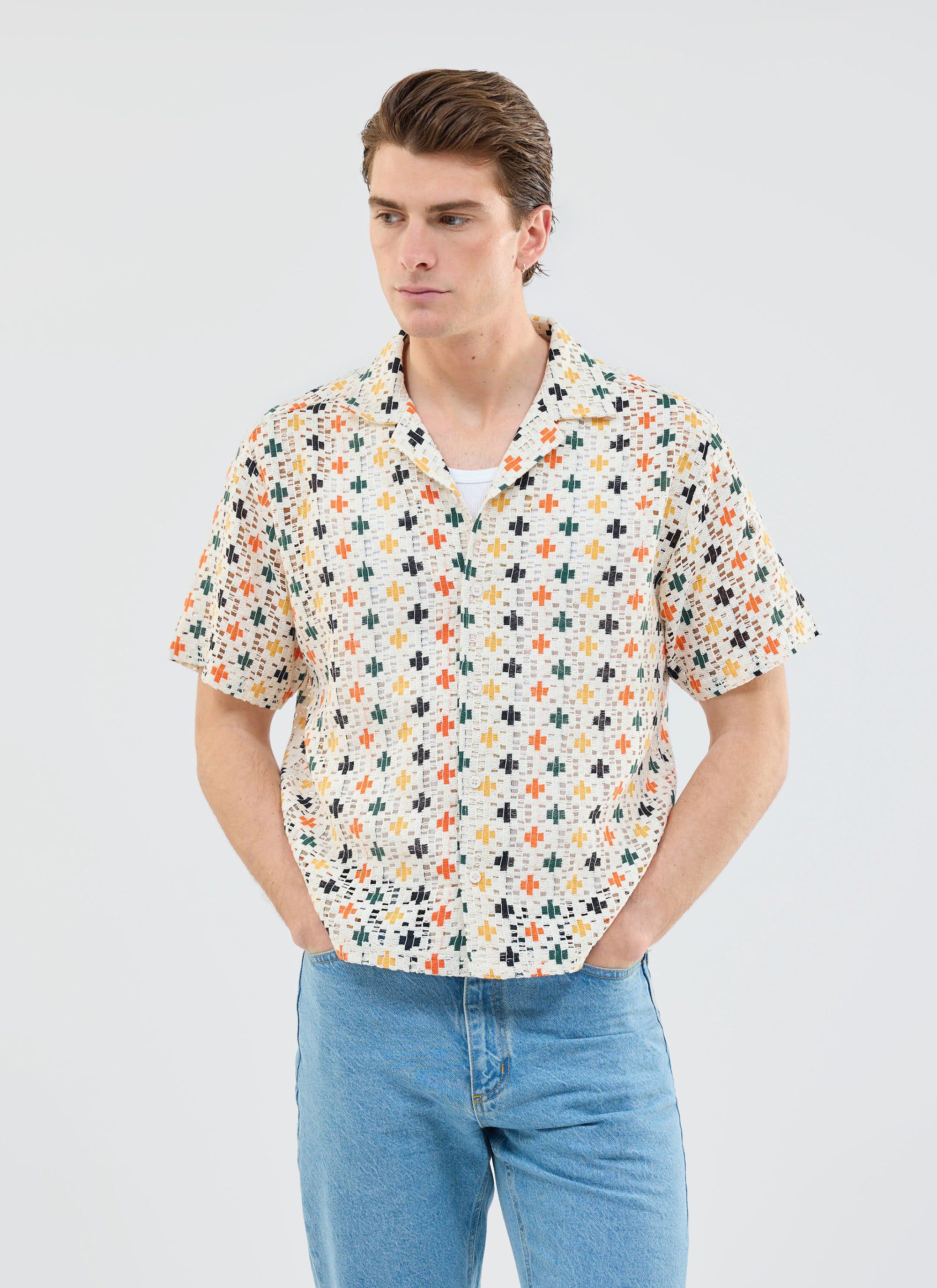 Bailing Crochet Cuban Shirt | Multi - Image 3