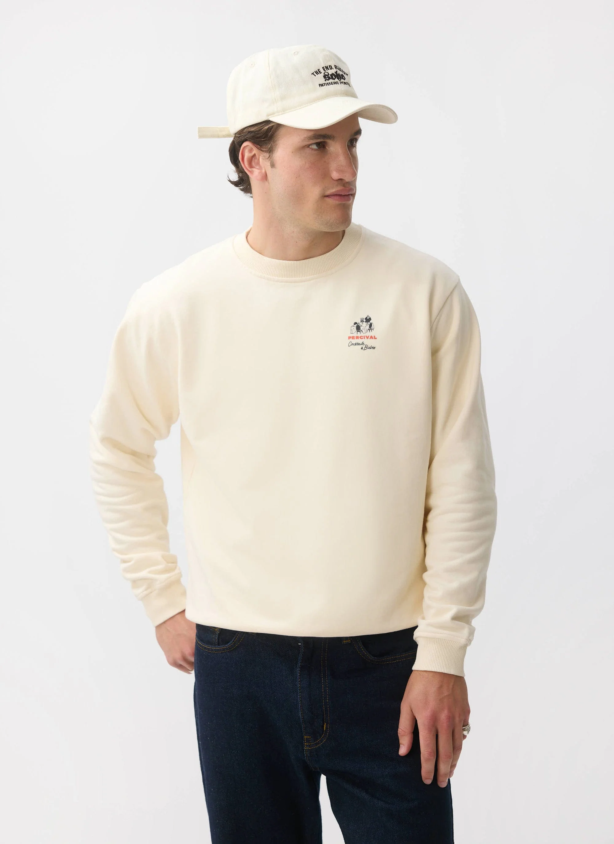 Bistro Printed Sweatshirt | Cotton | Ecru - Image 4