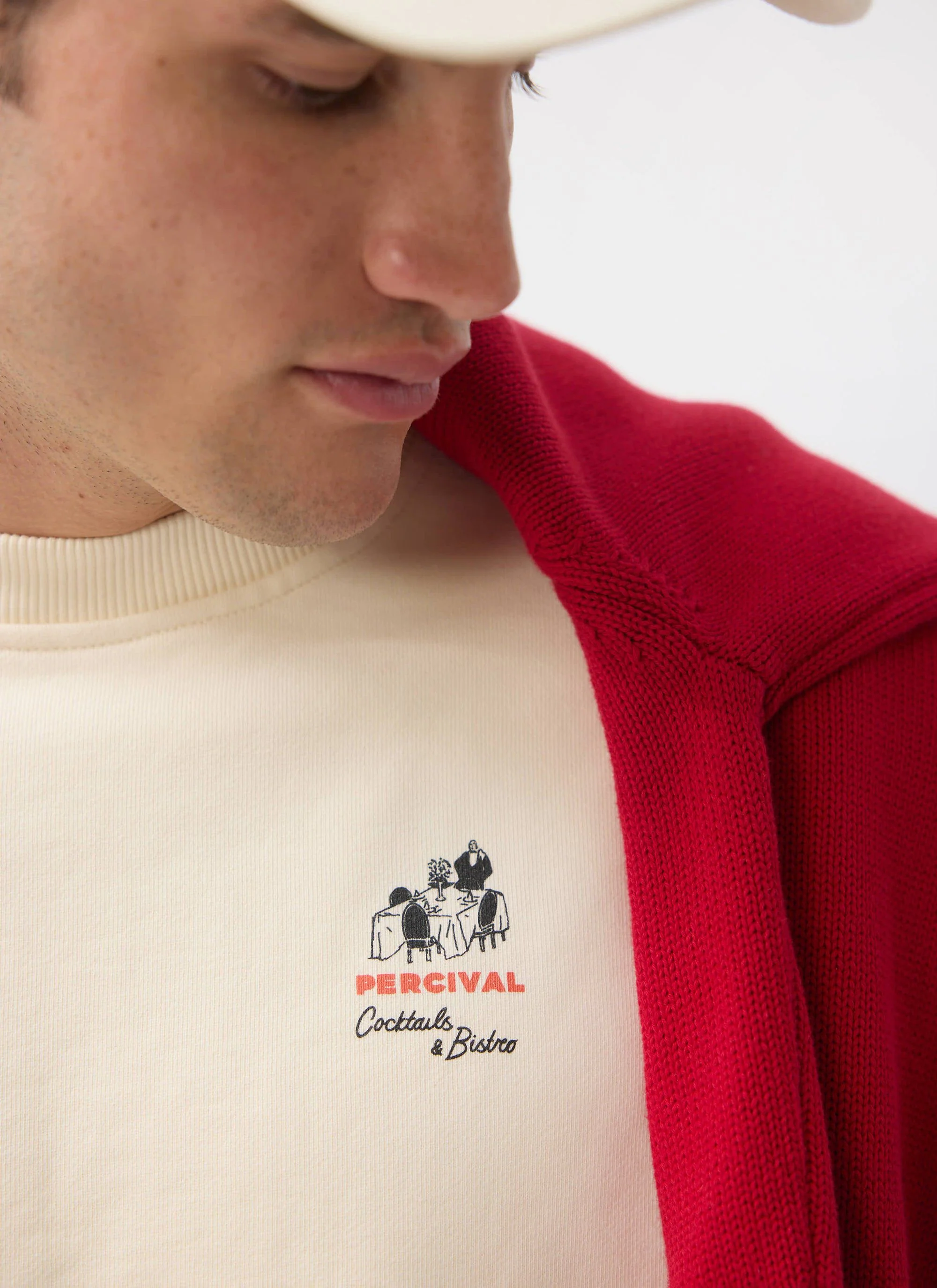 Bistro Printed Sweatshirt | Cotton | Ecru - Image 6