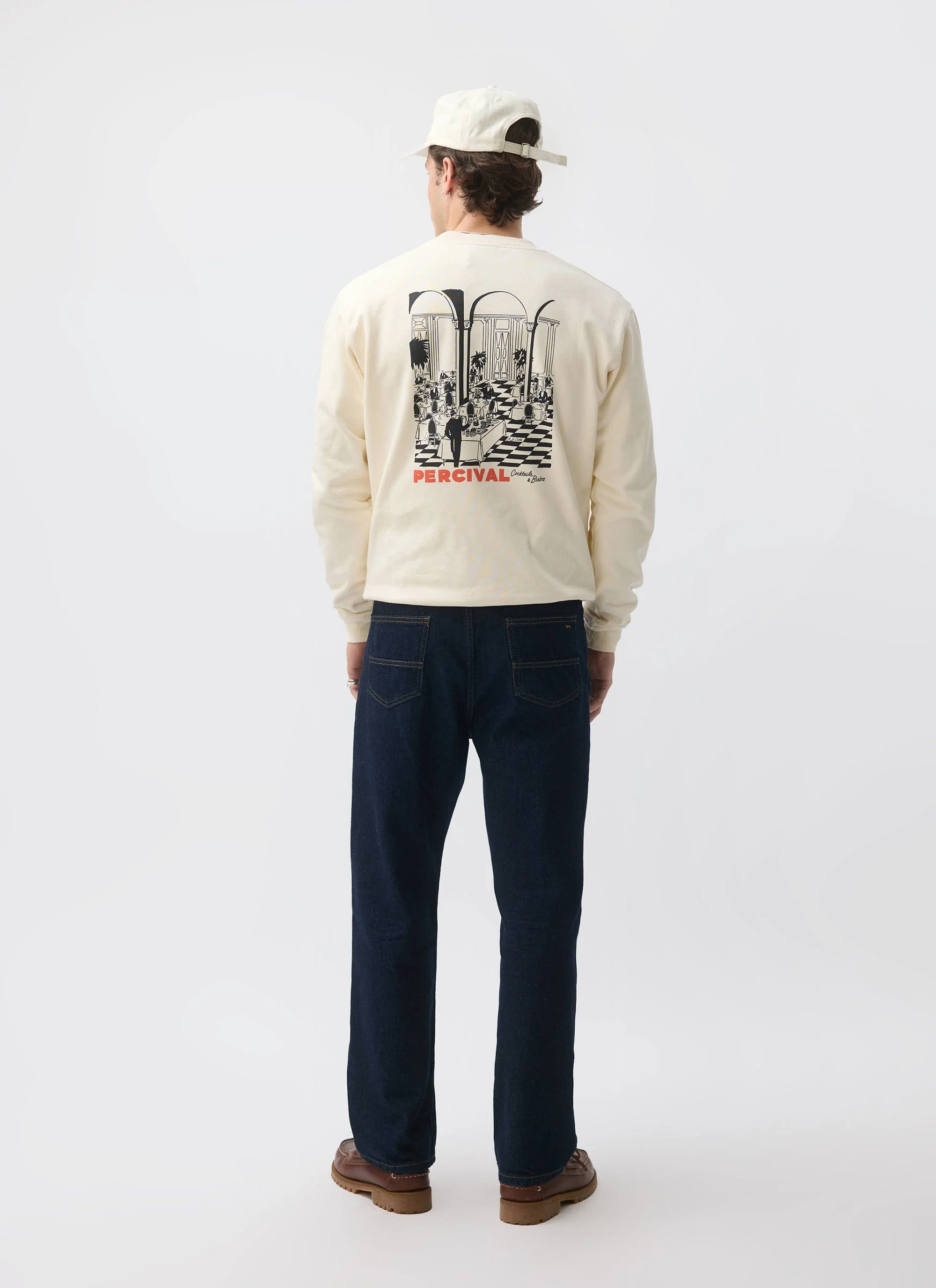 Bistro Printed Sweatshirt | Cotton | Ecru - Image 7