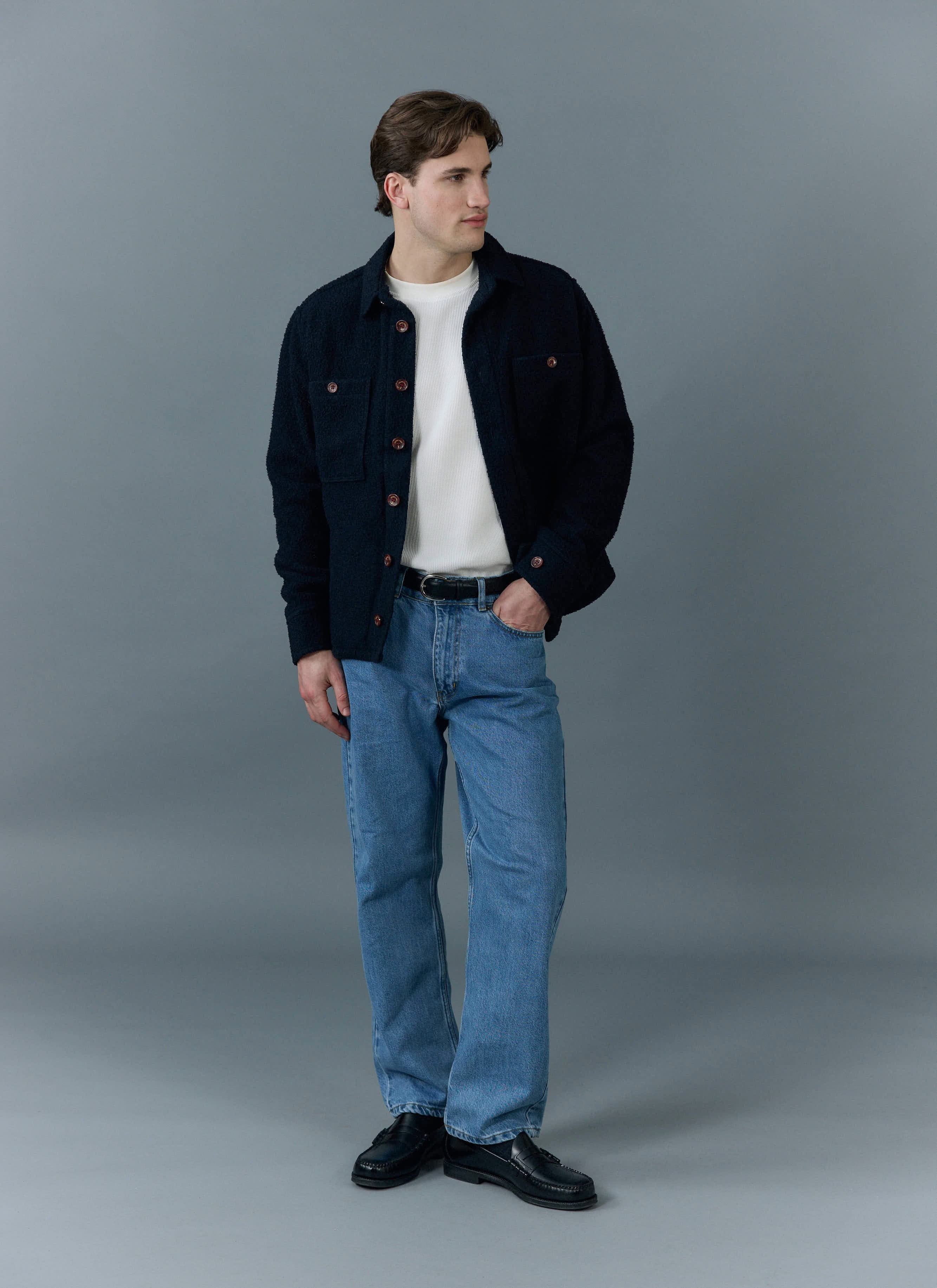 Blanket Overshirt | Casentino Wool | Navy - Image 4