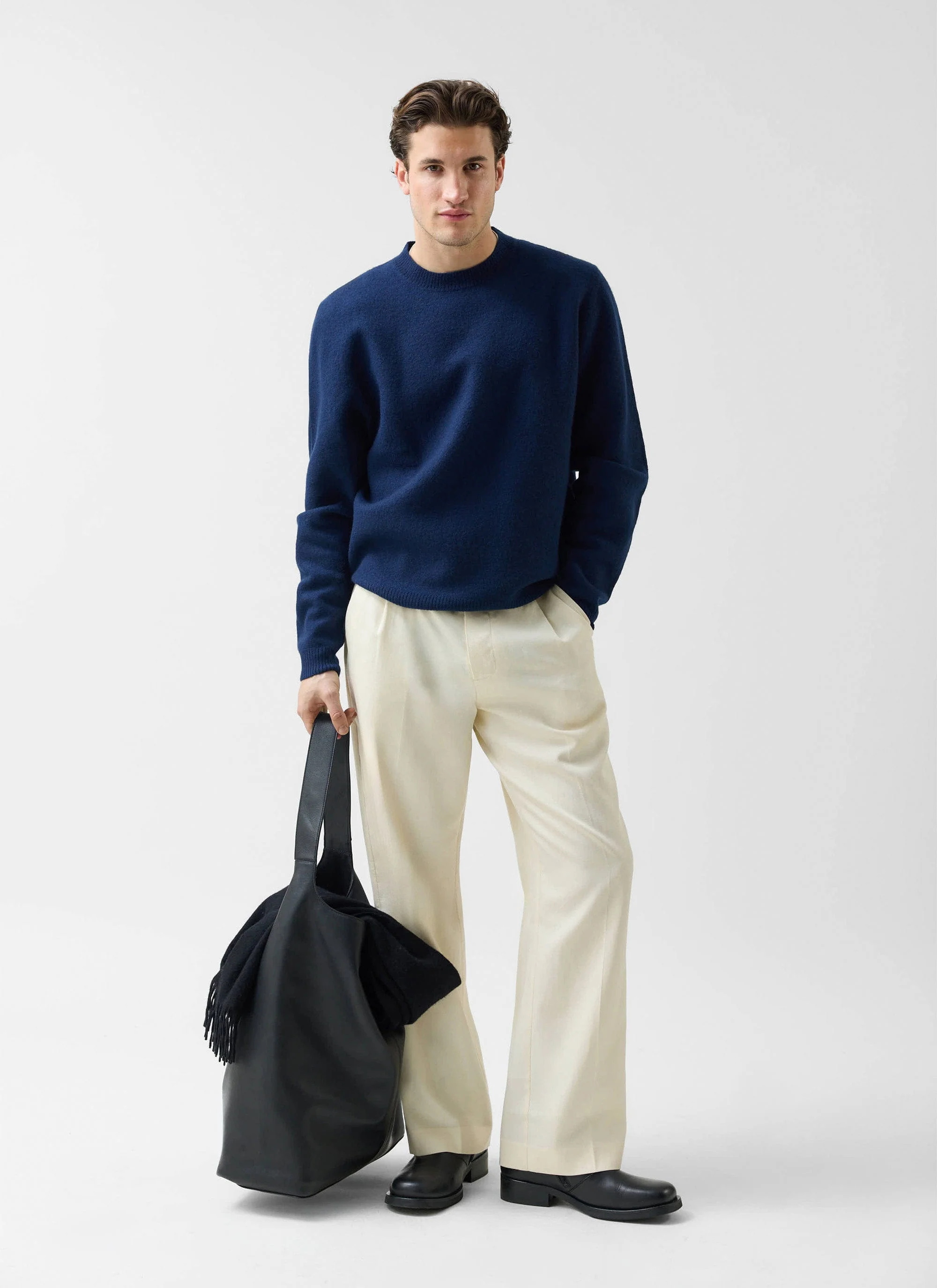 Felted Regular Jumper | Merino Wool | Navy - Image 6