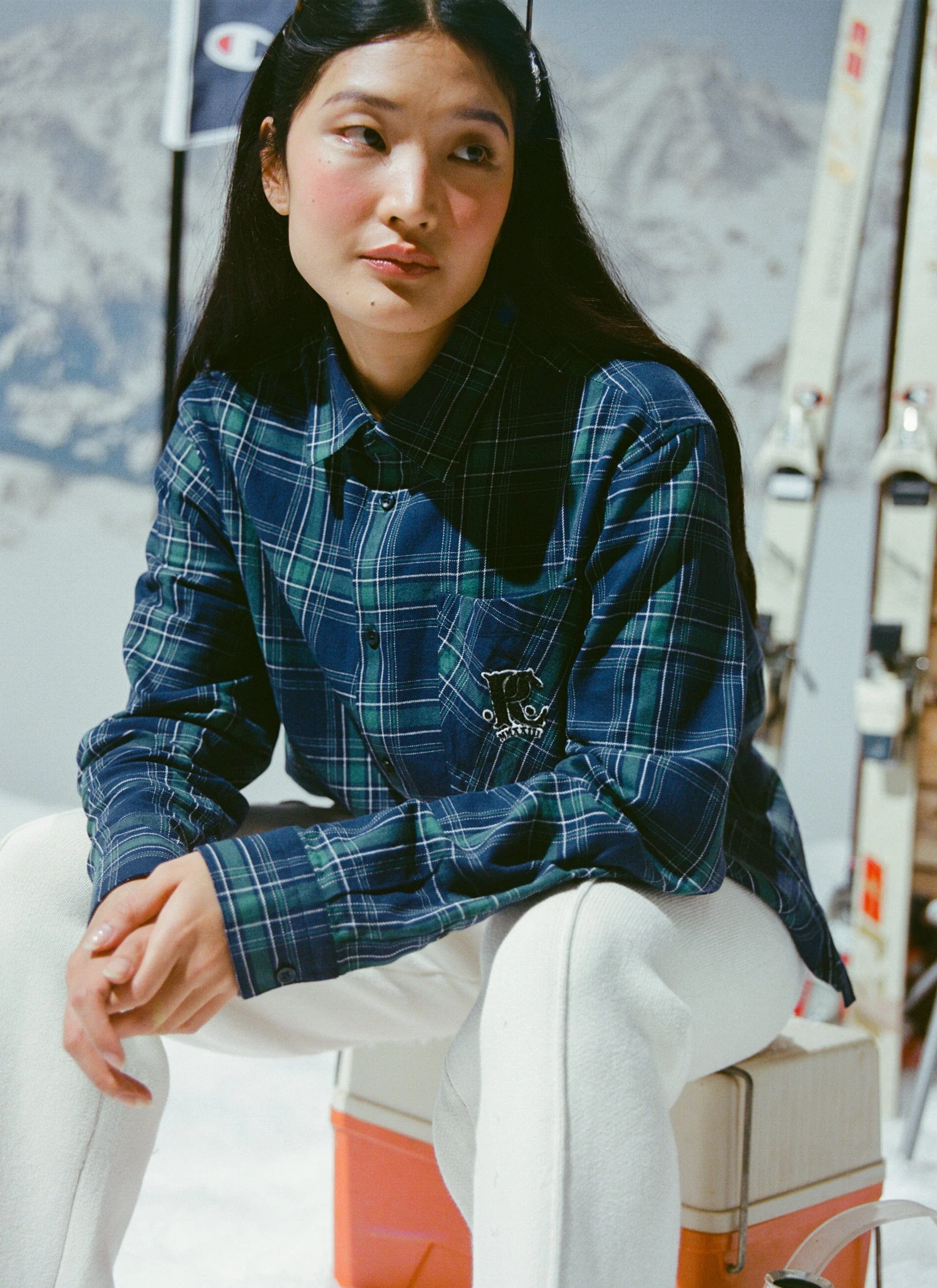 Check Boxy Long Sleeve Shirt | Champion x Percival | Multi - Image 3