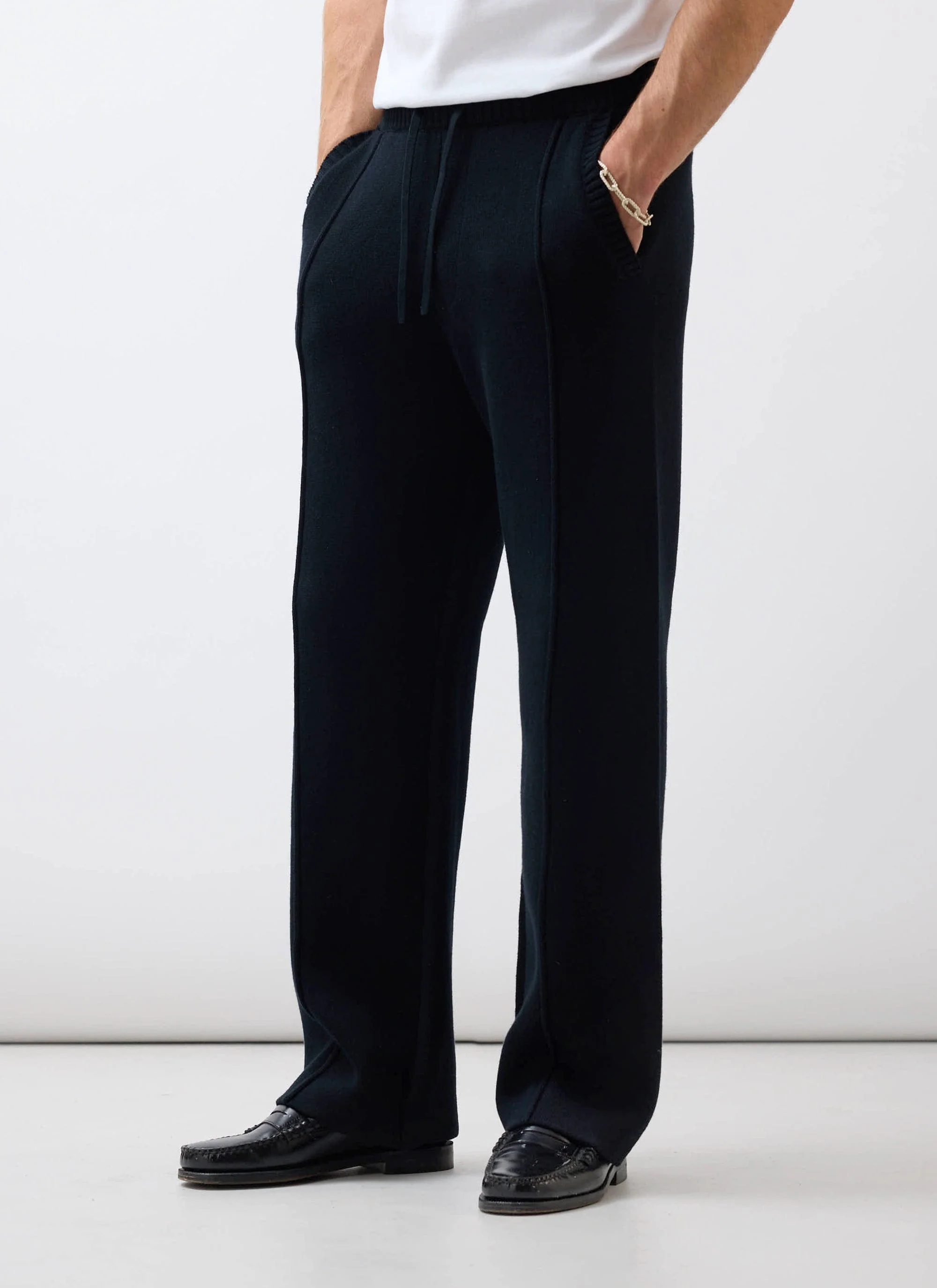 Chronicle Knitted Straight Leg Trackpant | Cotton | Black - Image 3