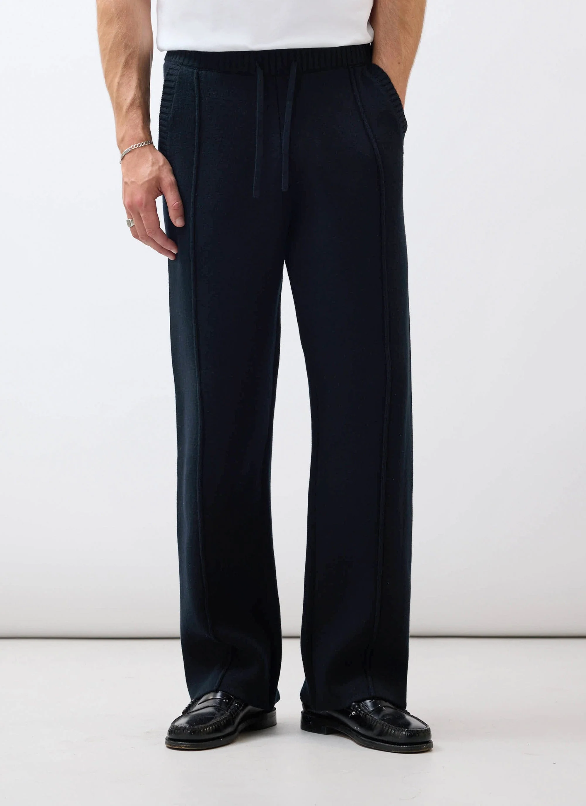 Chronicle Knitted Straight Leg Trackpant | Cotton | Black - Image 4