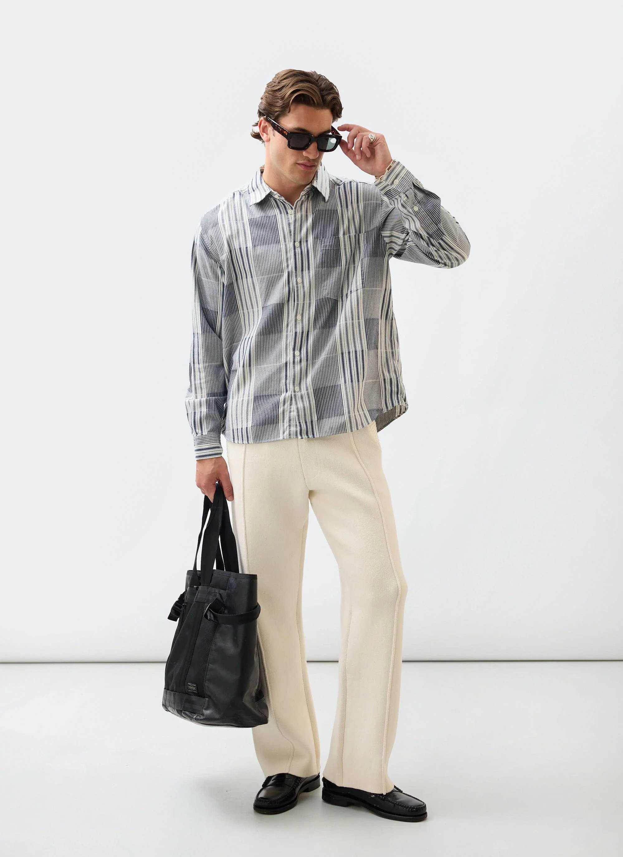 Chronicle Knitted Straight Leg Trackpant | Cotton | Ecru - Image 2