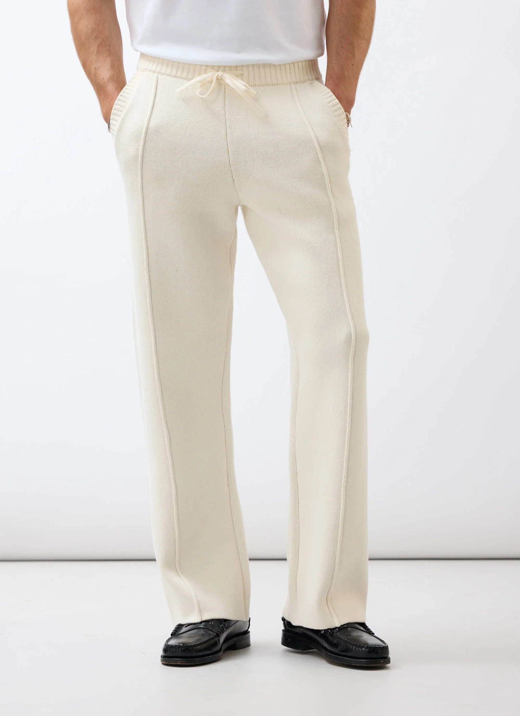 Chronicle Knitted Straight Leg Trackpant | Cotton | Ecru - Image 4