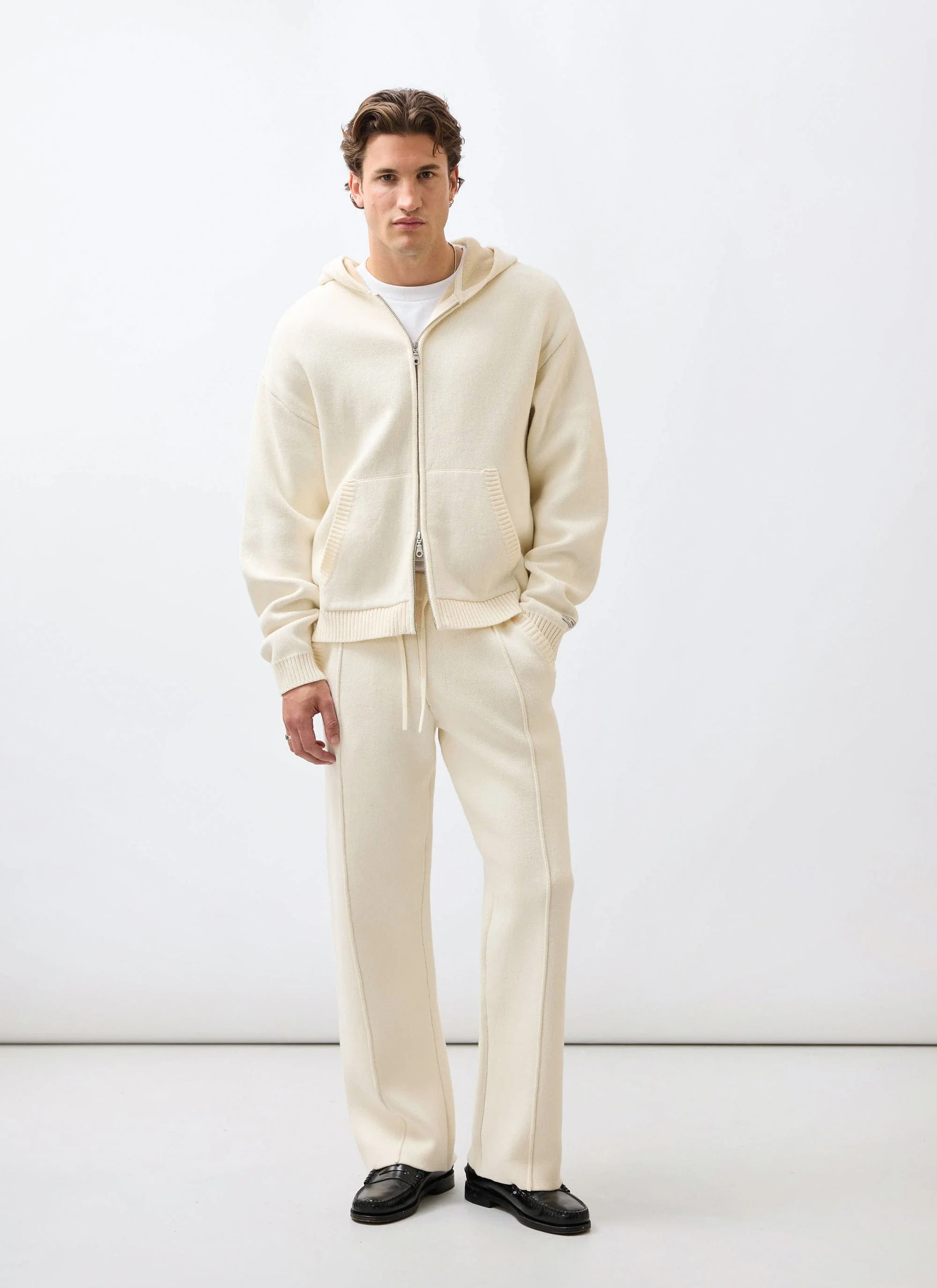 Chronicle Knitted Straight Leg Trackpant | Cotton | Ecru - Image 7