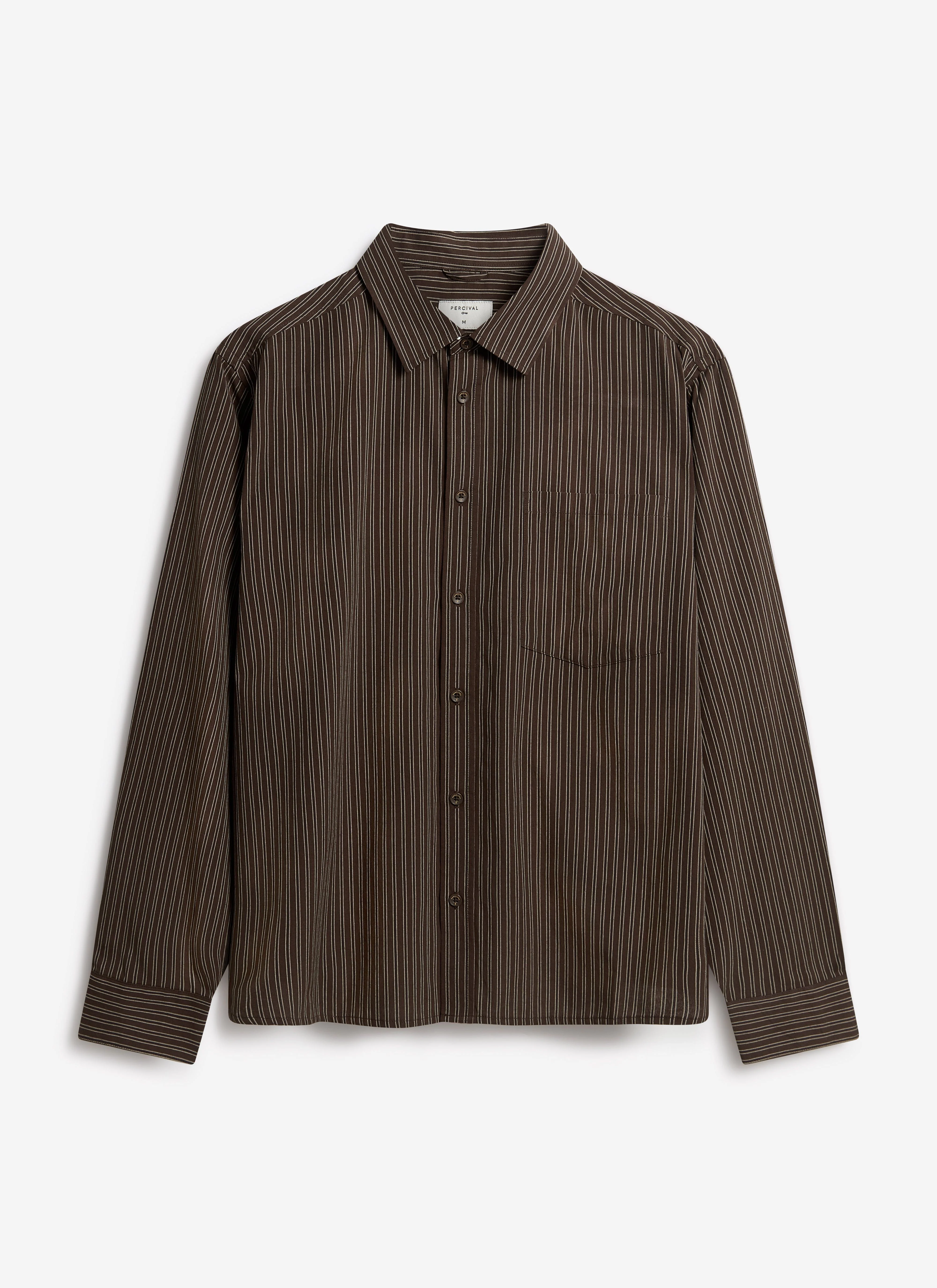 Clancy Striped Long Sleeve Shirt | Cotton | Brown
