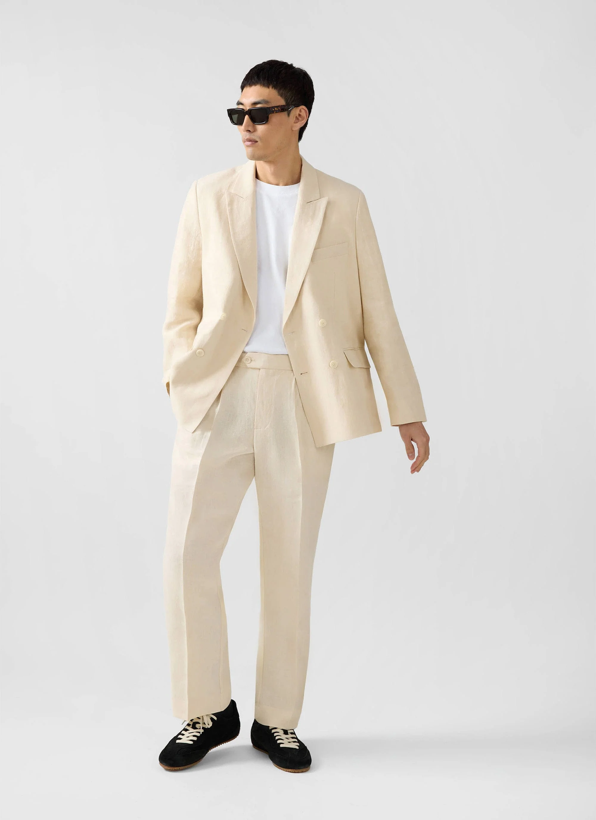 Clifton Boxy Double Breasted Blazer | Linen | Cream - Image 6