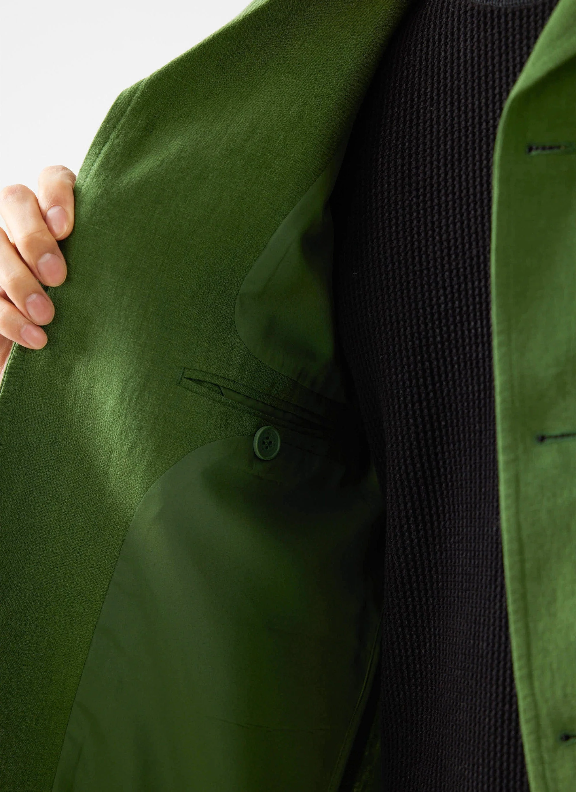 Clifton Boxy Double Breasted Blazer | Linen | Forest - Image 7
