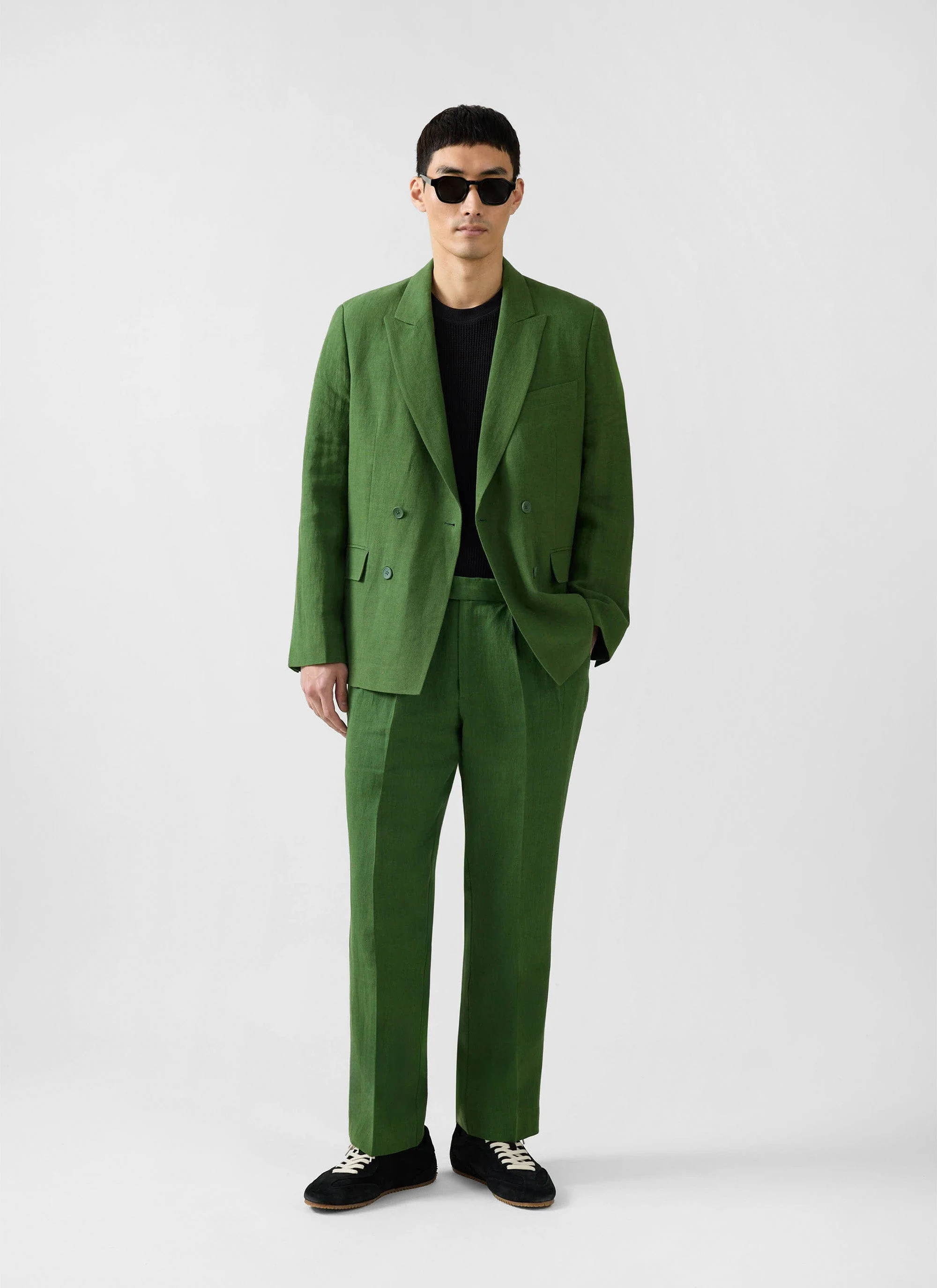Clifton Boxy Double Breasted Blazer | Linen | Forest - Image 8