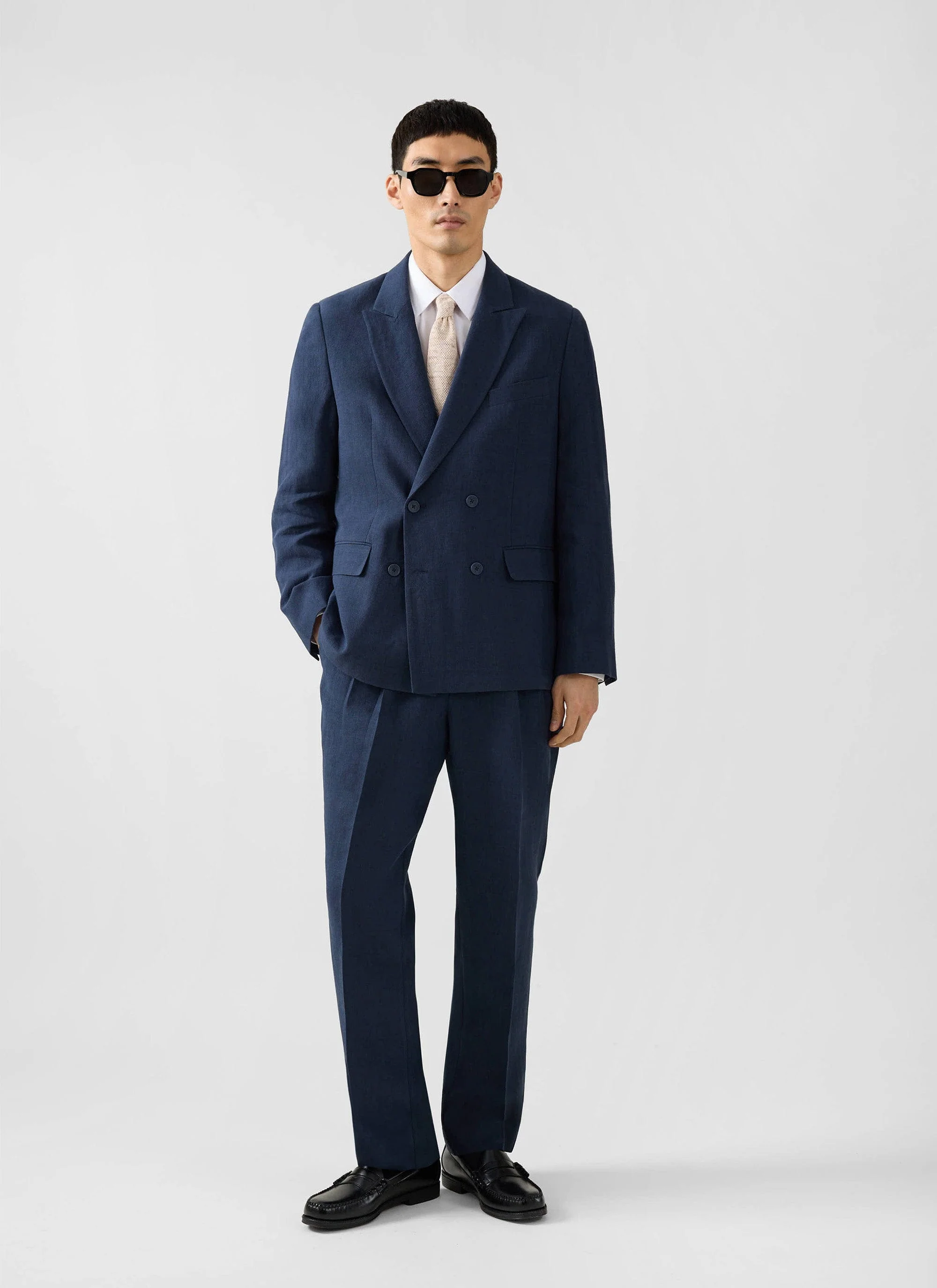 Clifton Boxy Double Breasted Blazer | Linen | Navy - Image 4