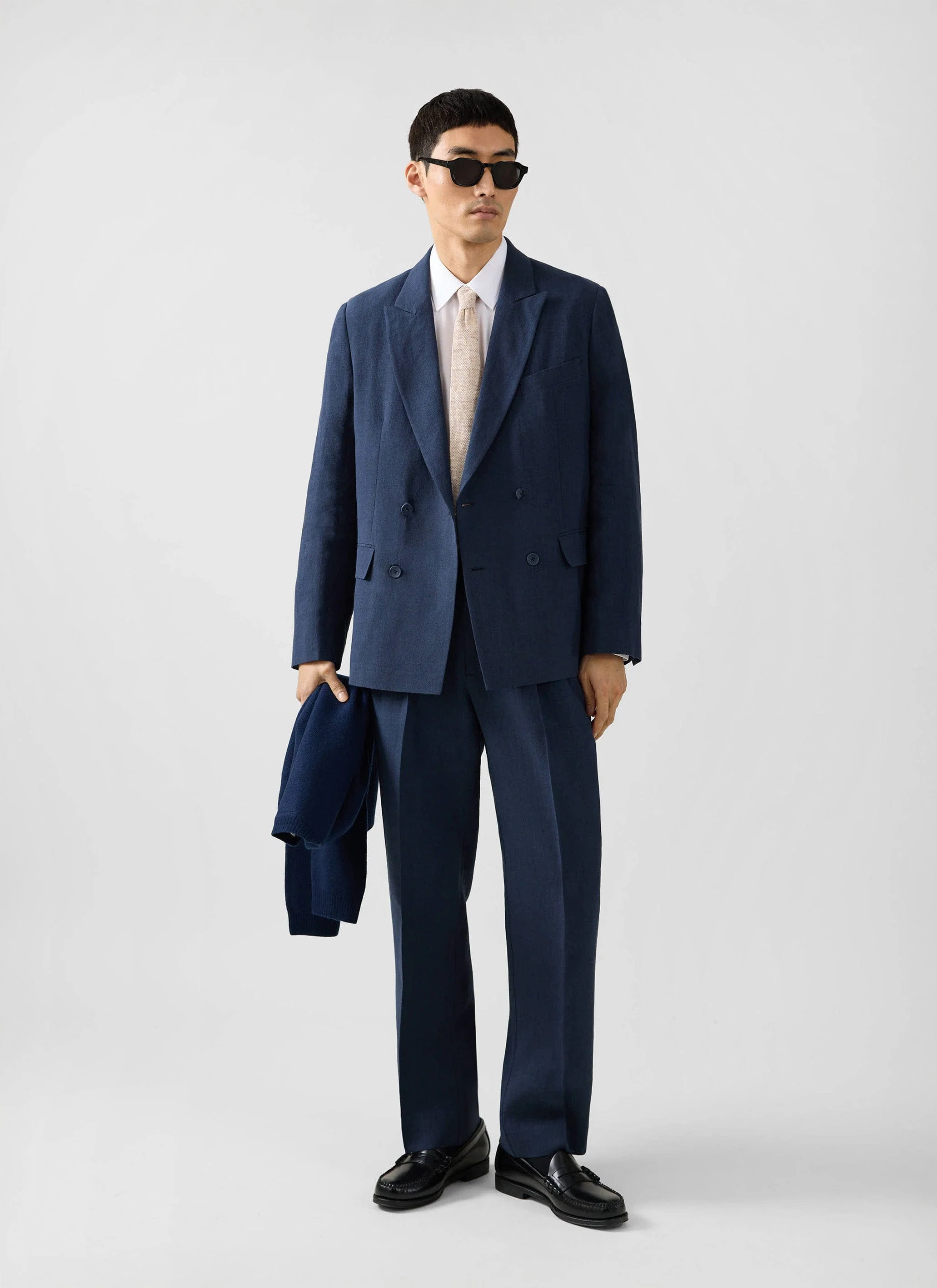 Clifton Boxy Double Breasted Blazer | Linen | Navy - Image 5
