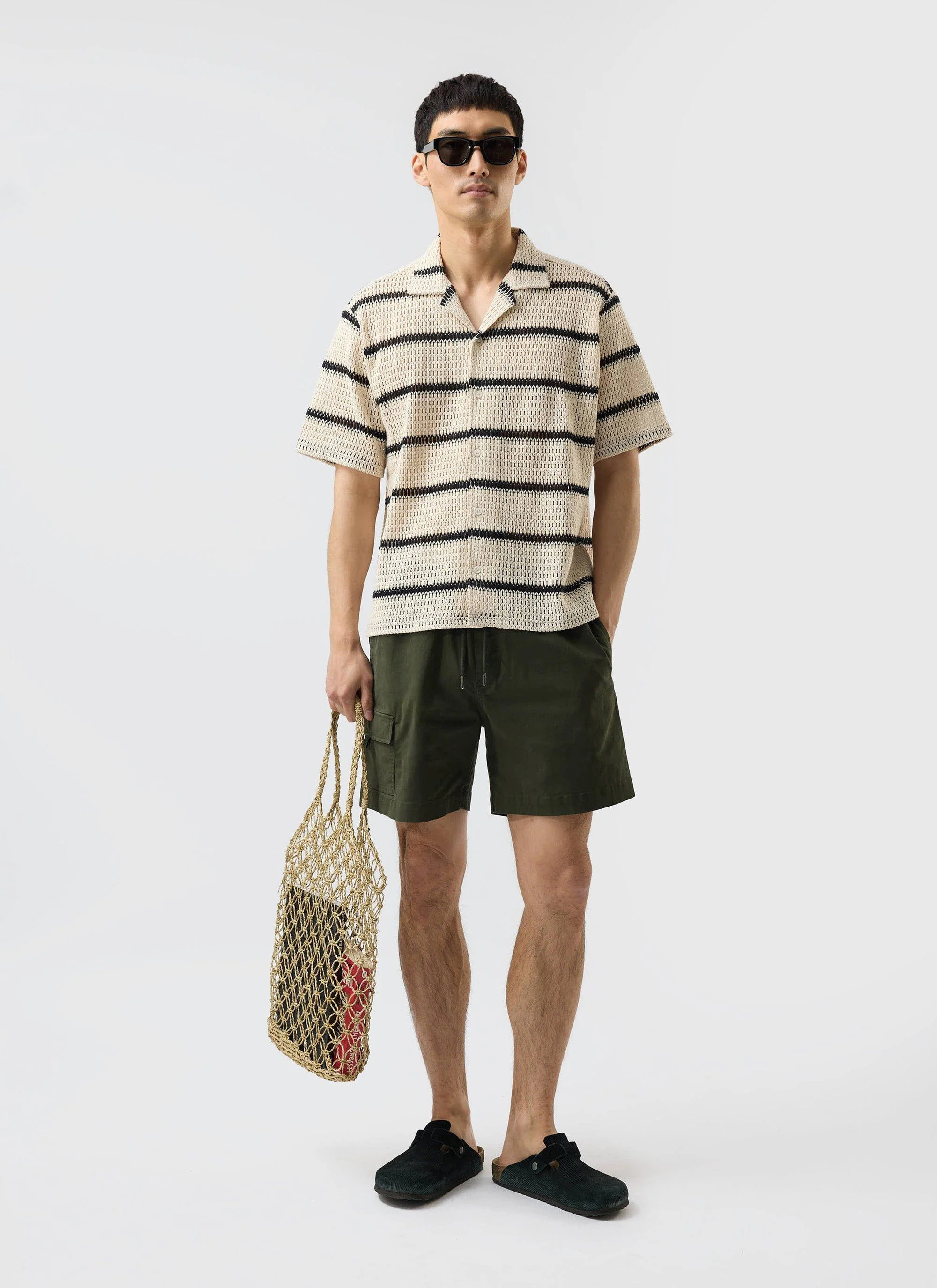 Crochet Groundsman Cuban Shirt | Ecru with Black - Image 4