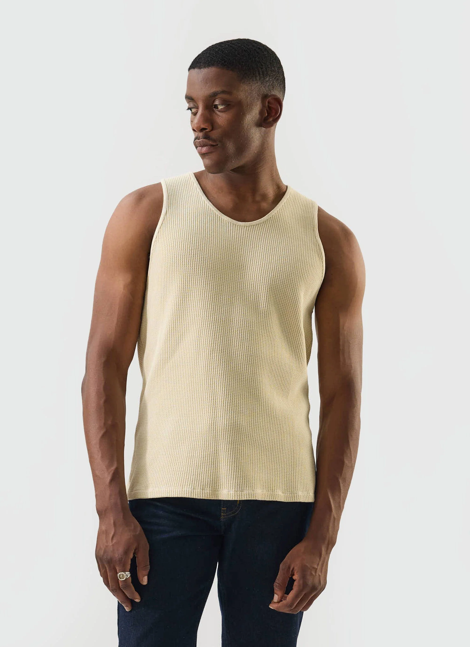 Cotton Waffle Vest | Ecru - Image 5