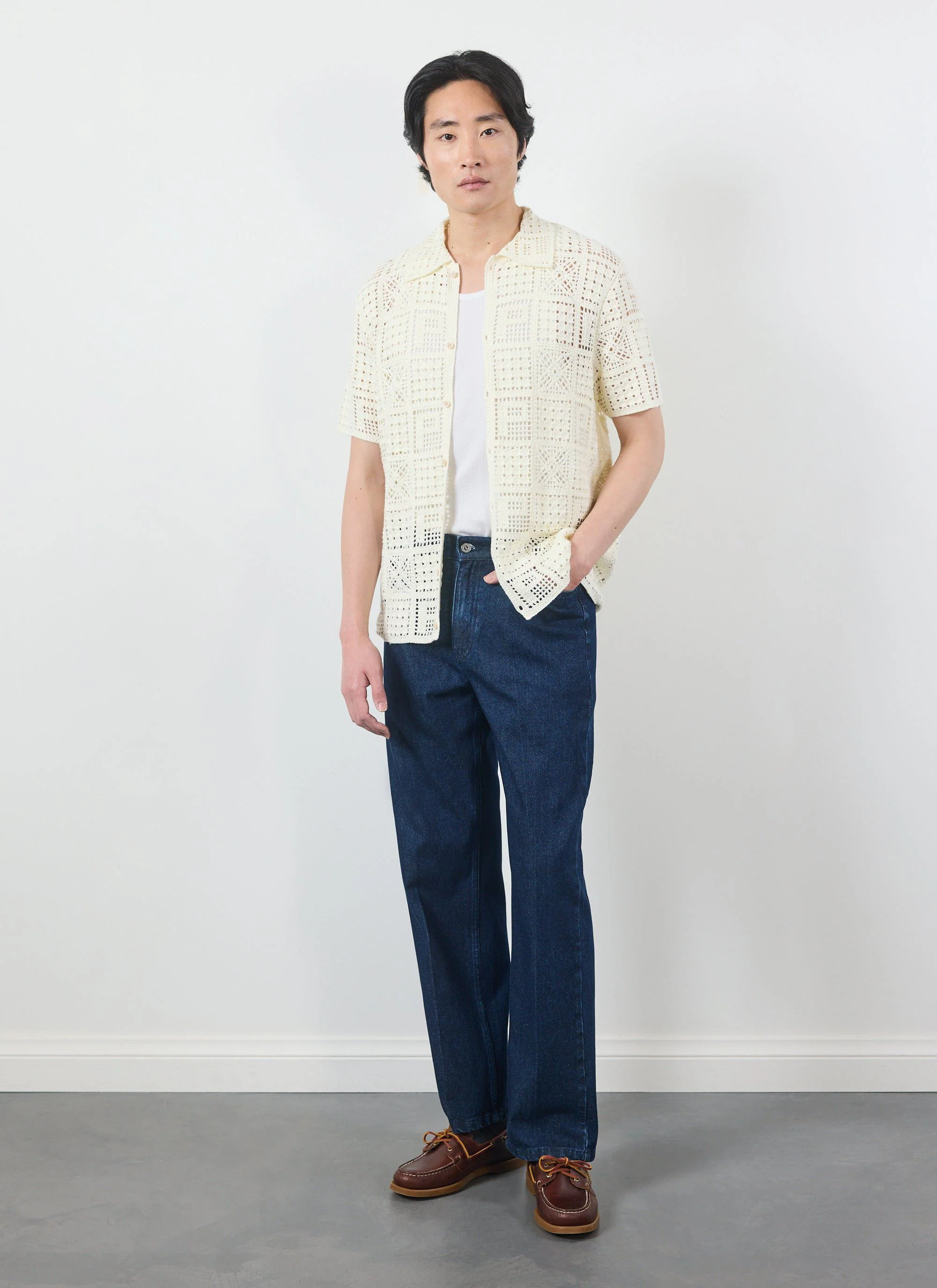 Crochet Groundsman Shirt | Cotton | Ecru - Image 5