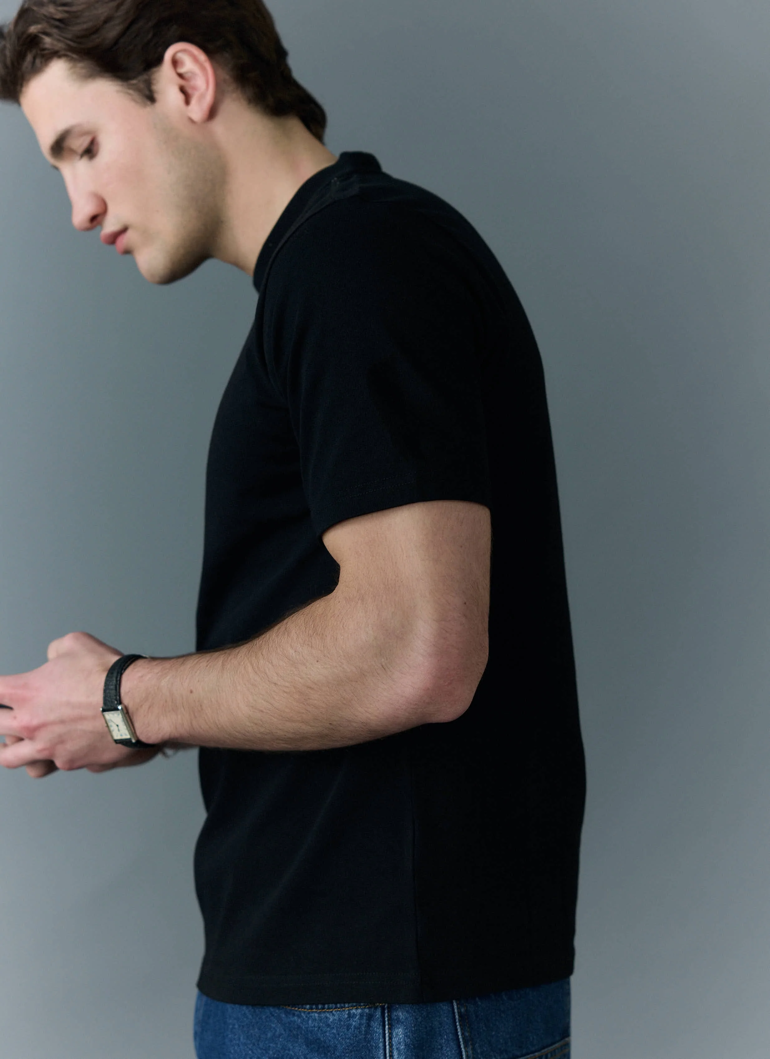 Cropped Regular Fit T Shirt | Organic Cotton | Black - Image 2