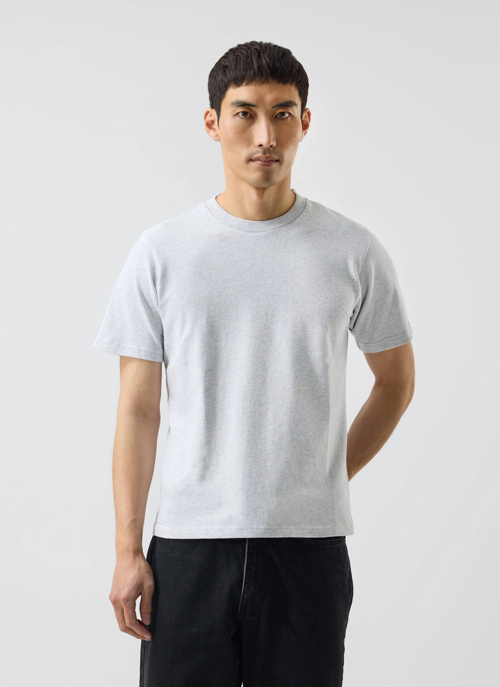 Cropped Regular Fit T Shirt | Organic Cotton | Grey - Image 4
