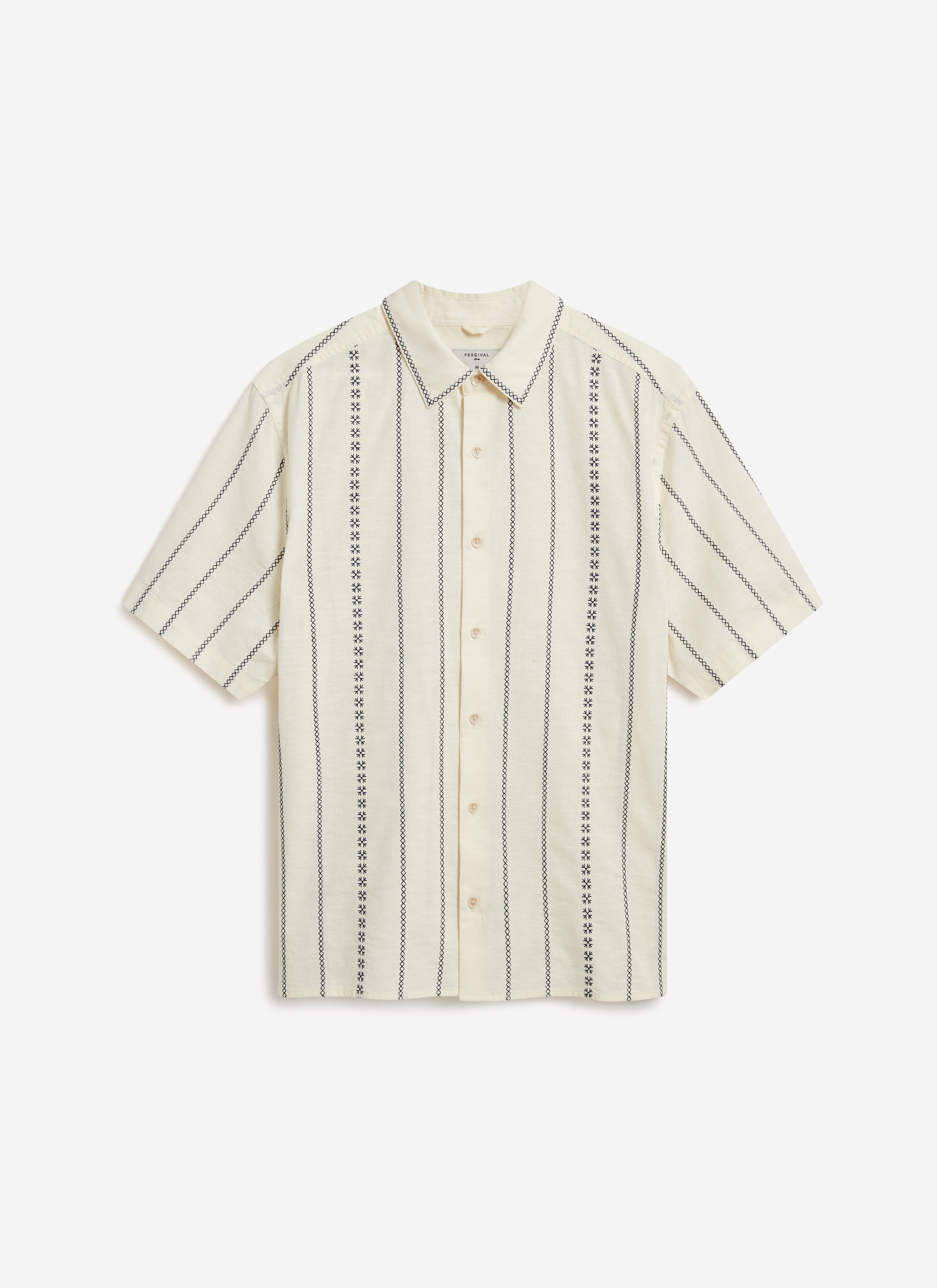 Cross Stitch Boxy Clerk Shirt | Ecru