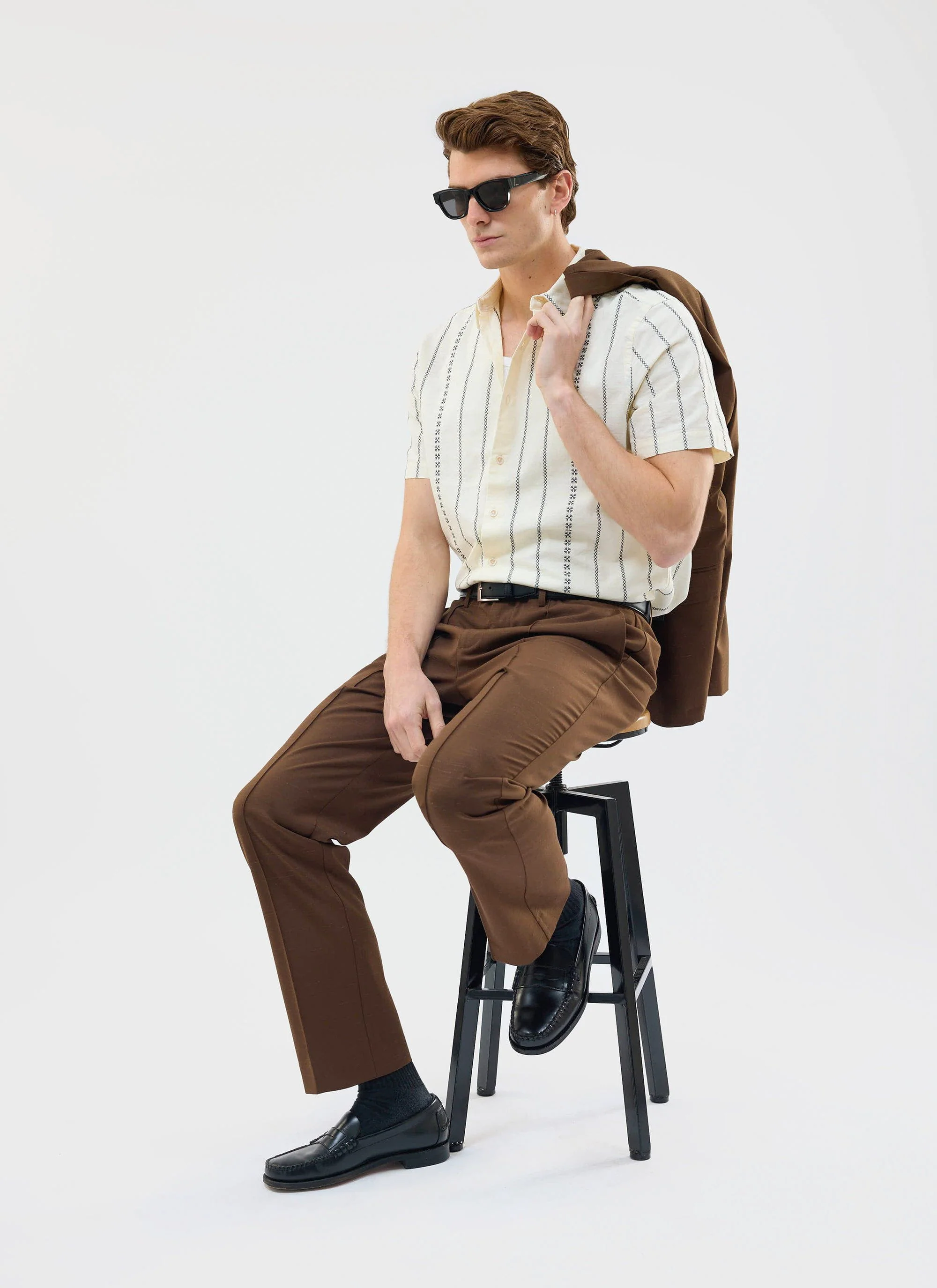 Cross Stitch Boxy Clerk Shirt | Ecru - Image 9