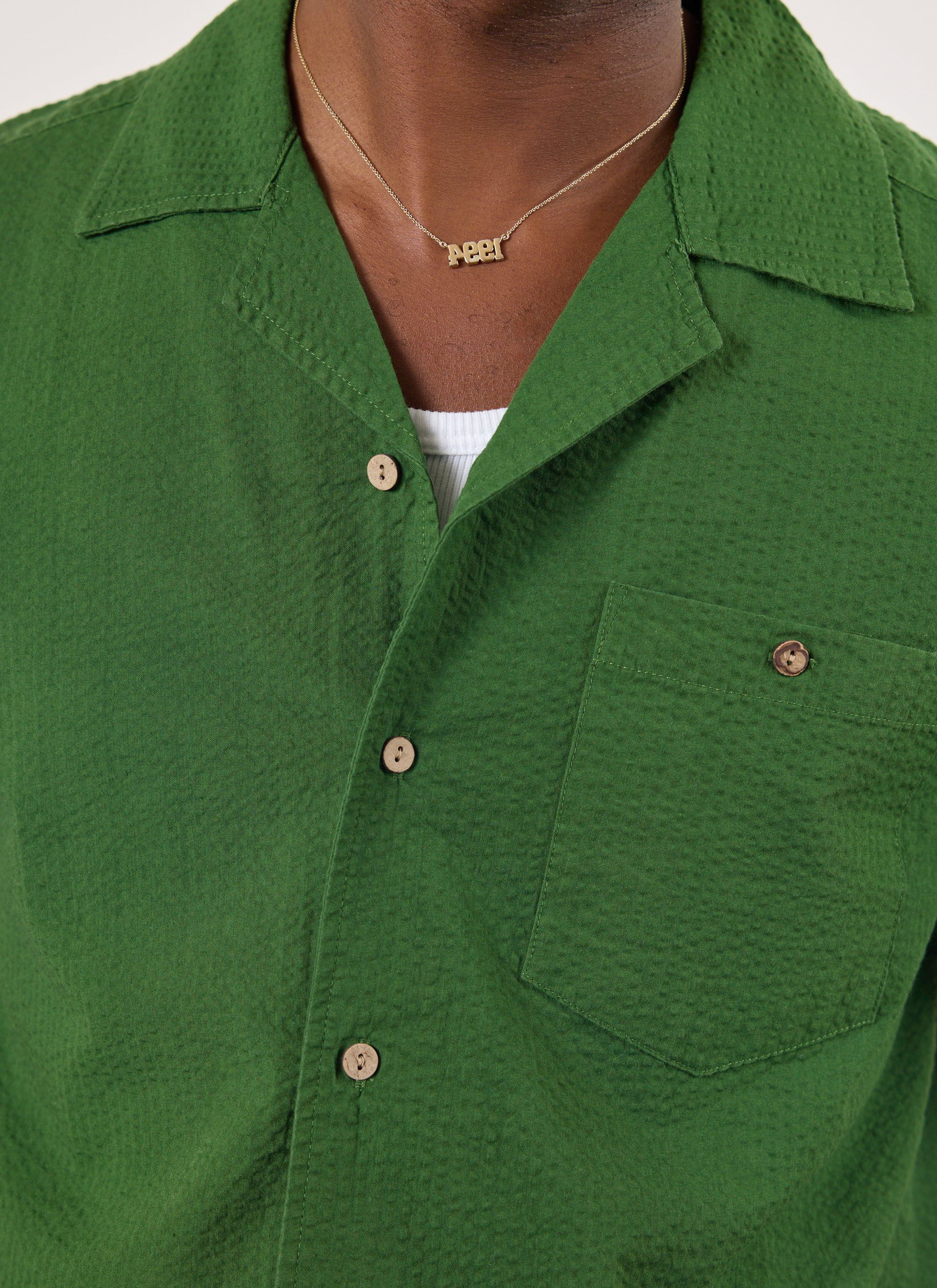 Cuban Shirt | Seersucker | Forest - Image 2