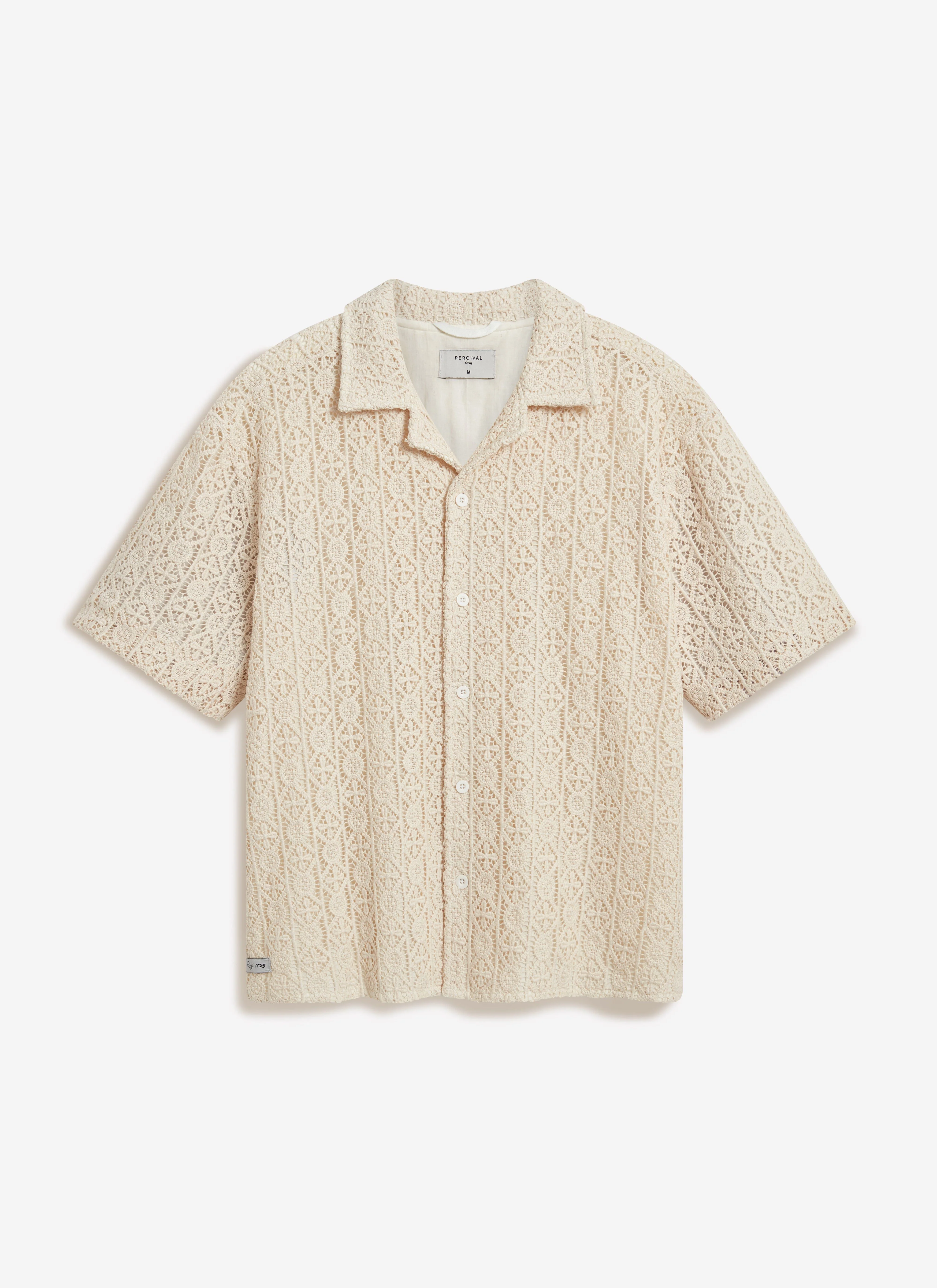 Elio Crochet Cuban Shirt | Ecru