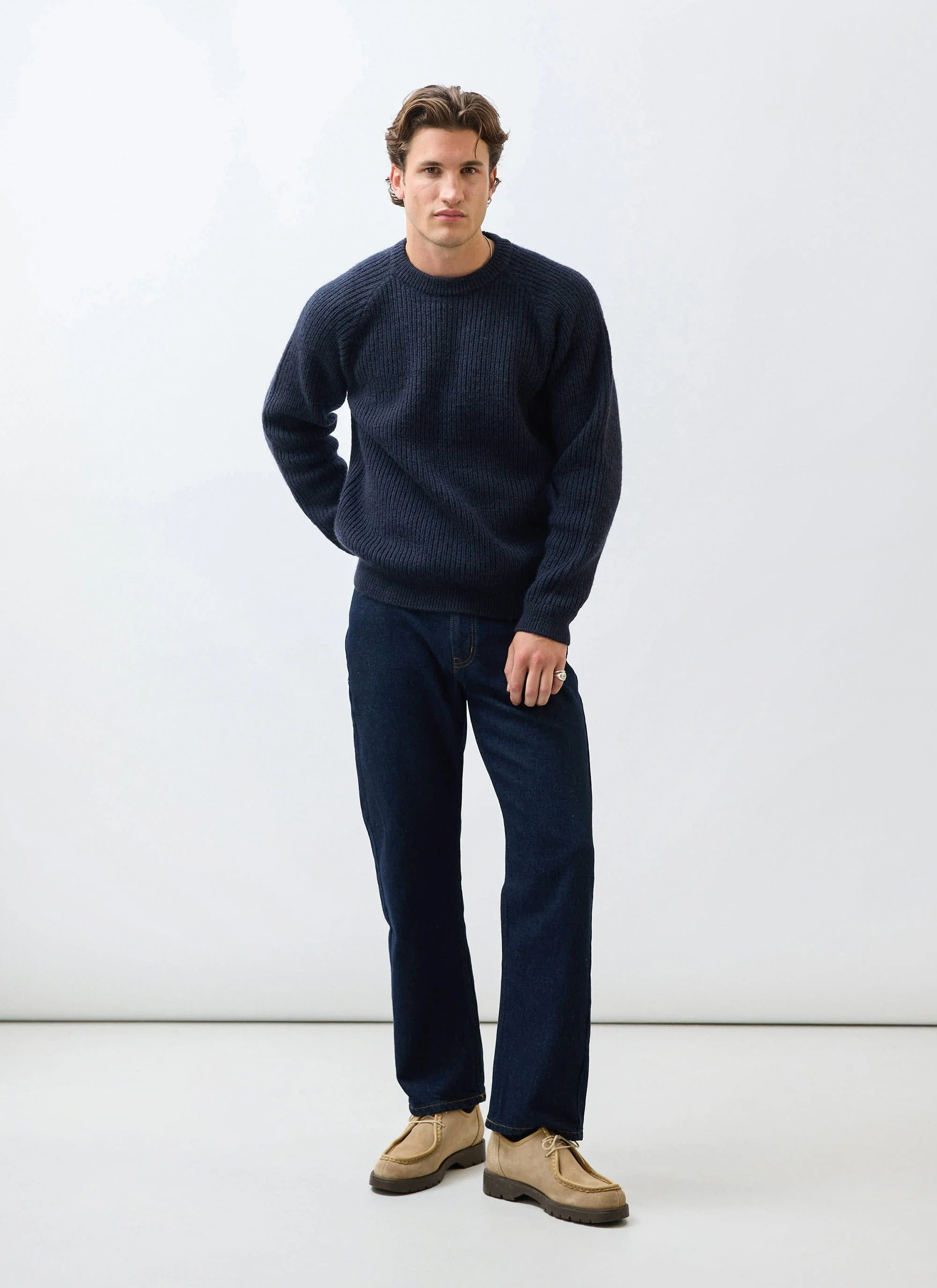 Fisherman Raglan Jumper | Wool | Navy - Image 5