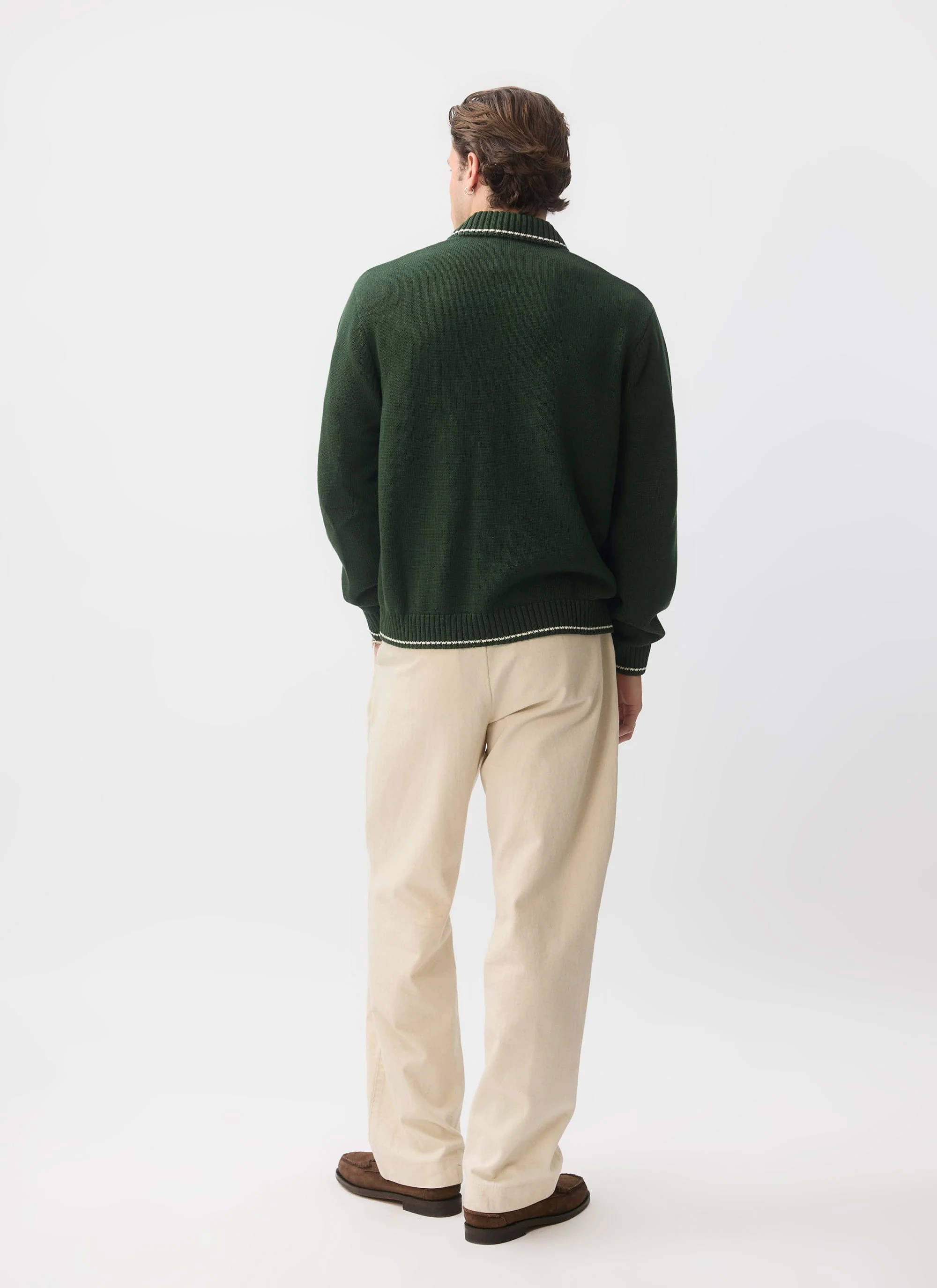 Gardner Dense Knitted Zip Cardigan | Cotton | Forest - Image 8