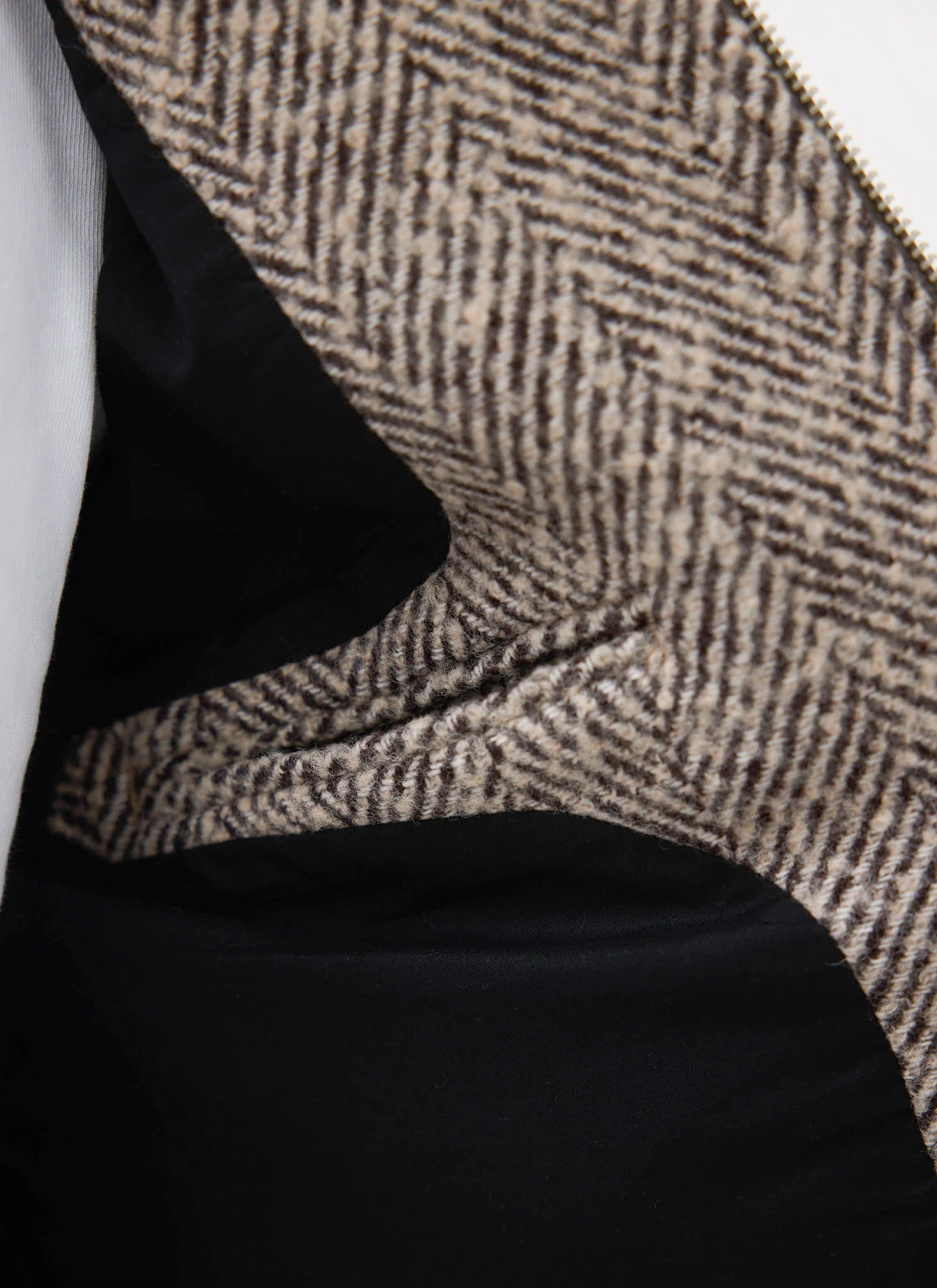 Herringbone Zip Jacket | Wool | Ecru - Image 7