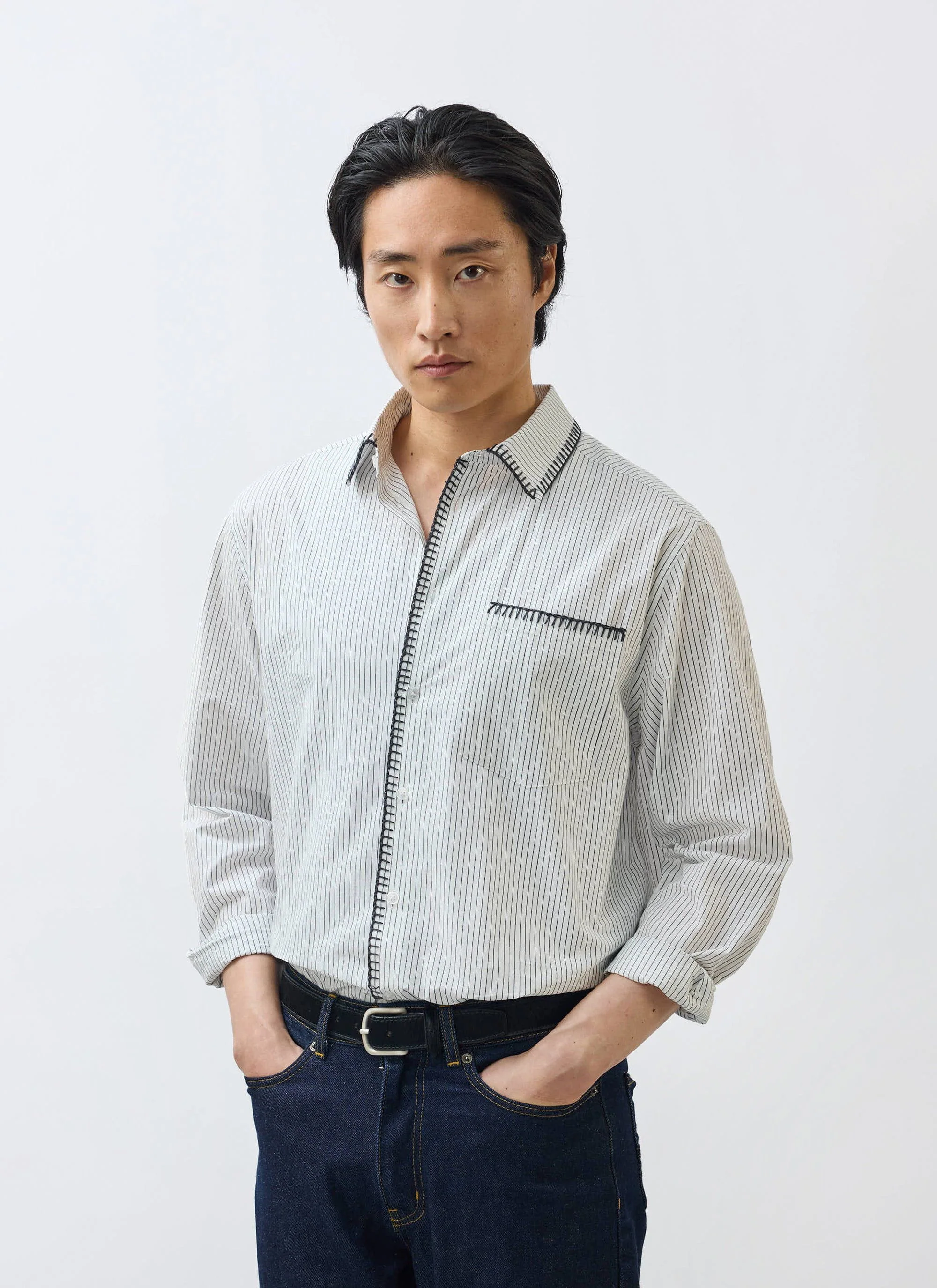 Index Stripe Pearce Shirt | Cotton | Ecru - Image 3