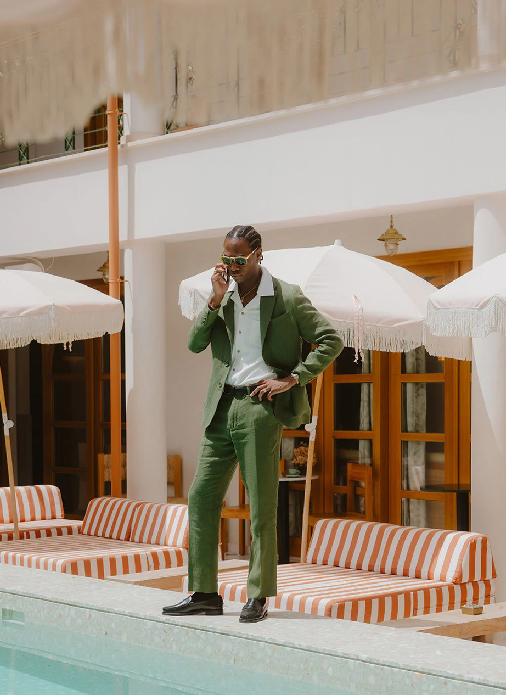 Tailored Linen Trousers | Forest - Image 8
