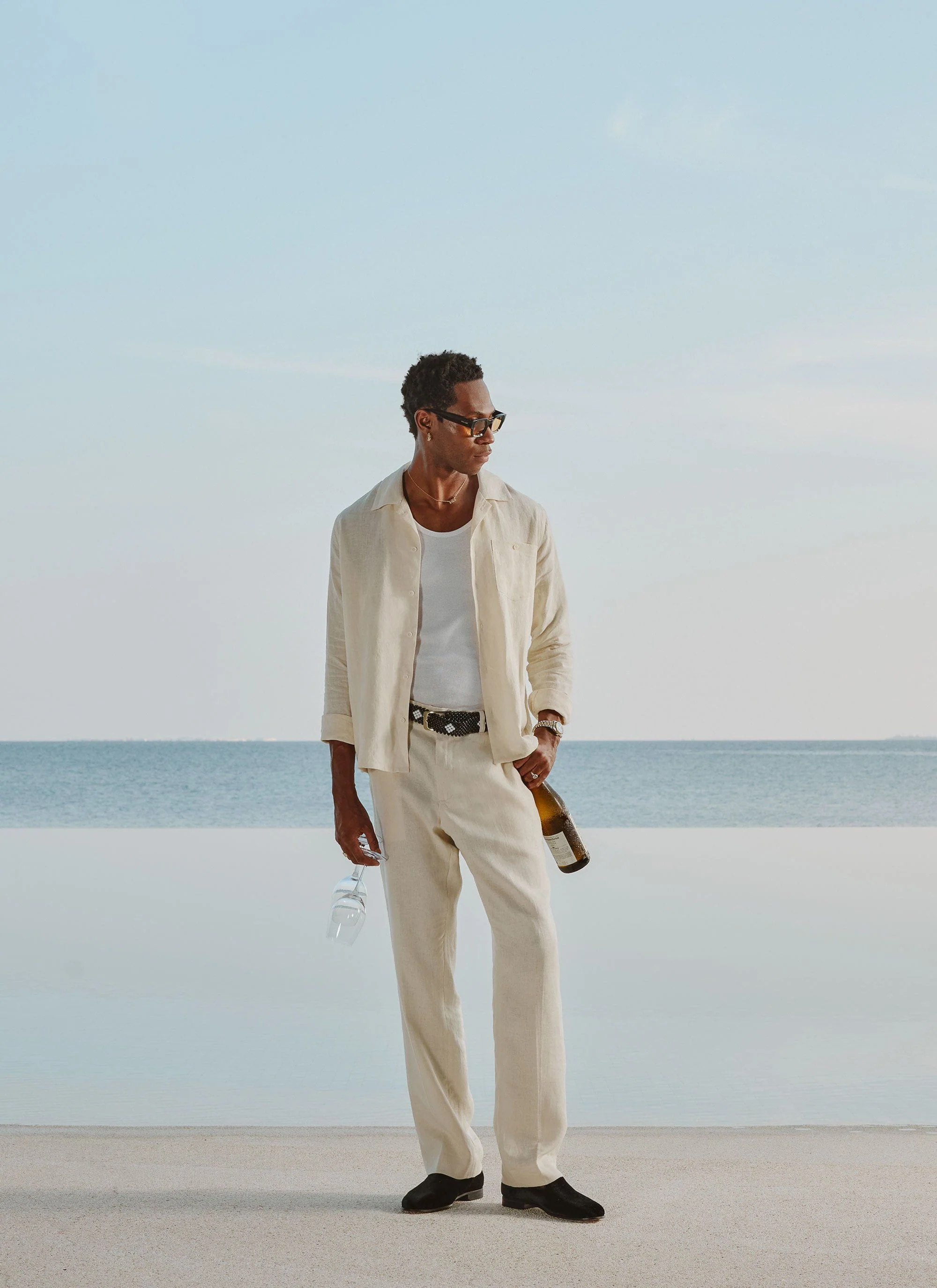 Long Sleeve Cuban Linen Shirt | Cream - Image 6