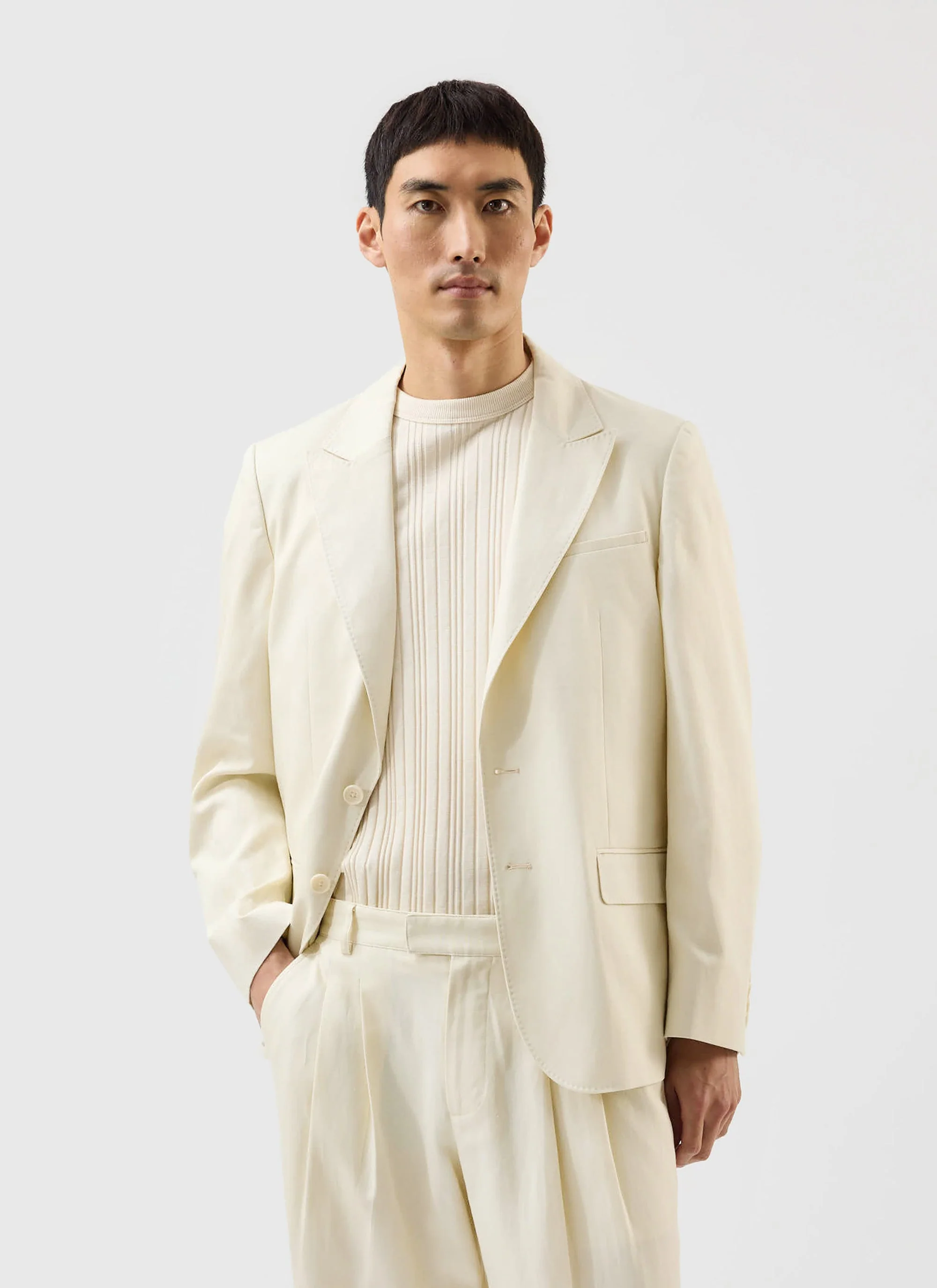 Lyocell Tailored Blazer | Percival x Warren | Ecru - Image 3