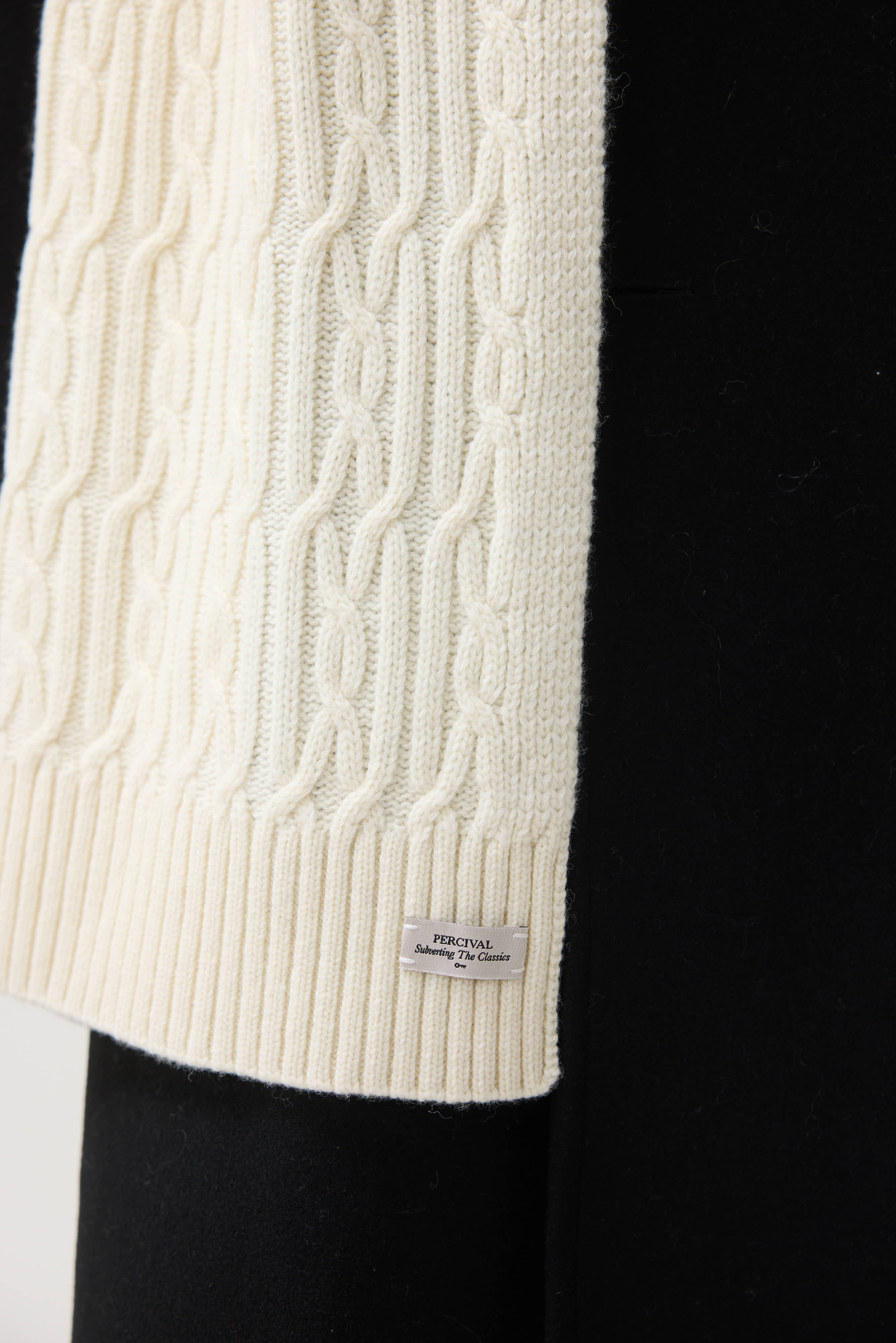 Melville Cable Knited Scarf | Wool | Ecru - Image 6
