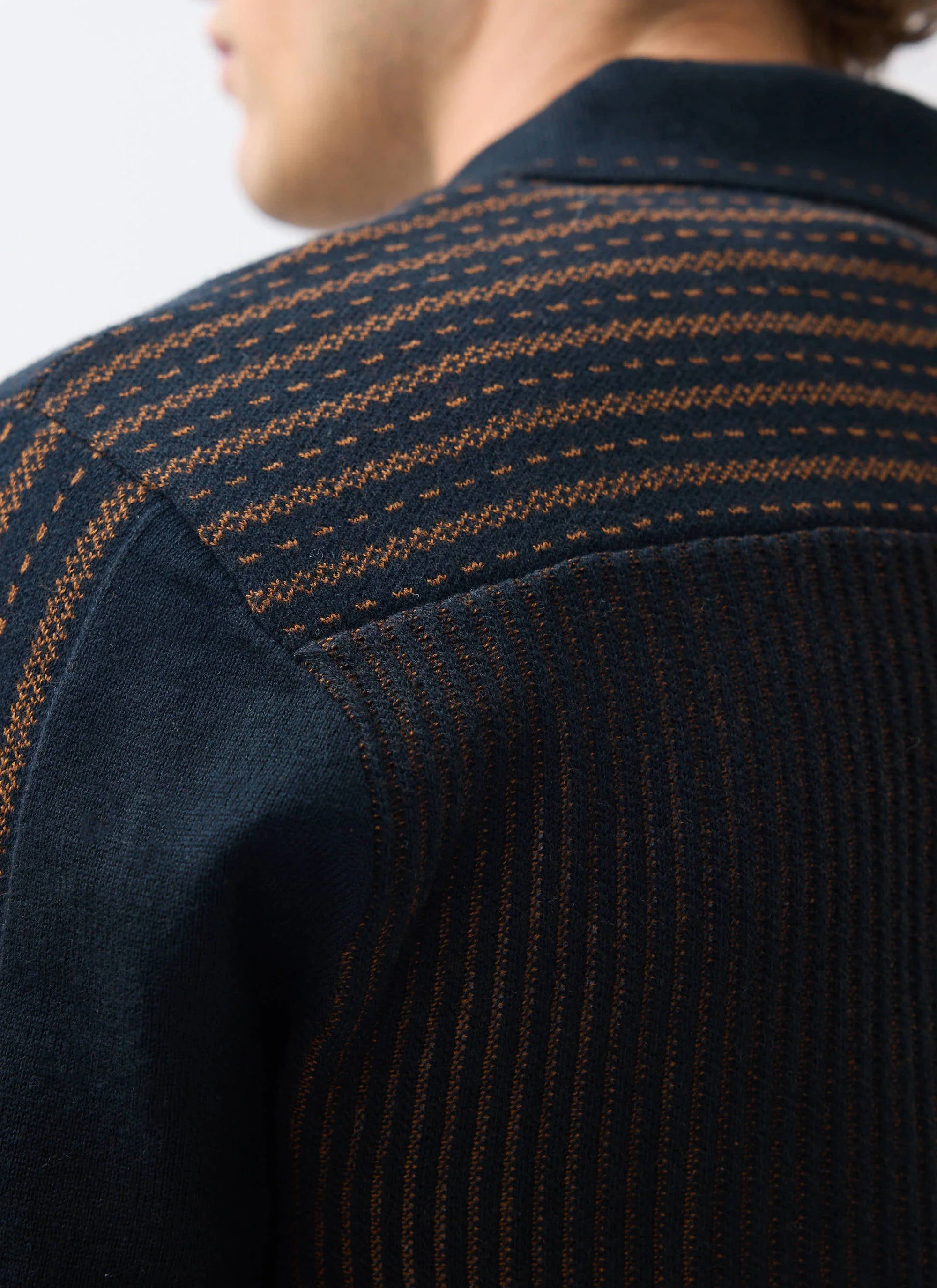 Appendix Long Sleeve Knitted Shirt | Cotton | Black with Brown - Image 8