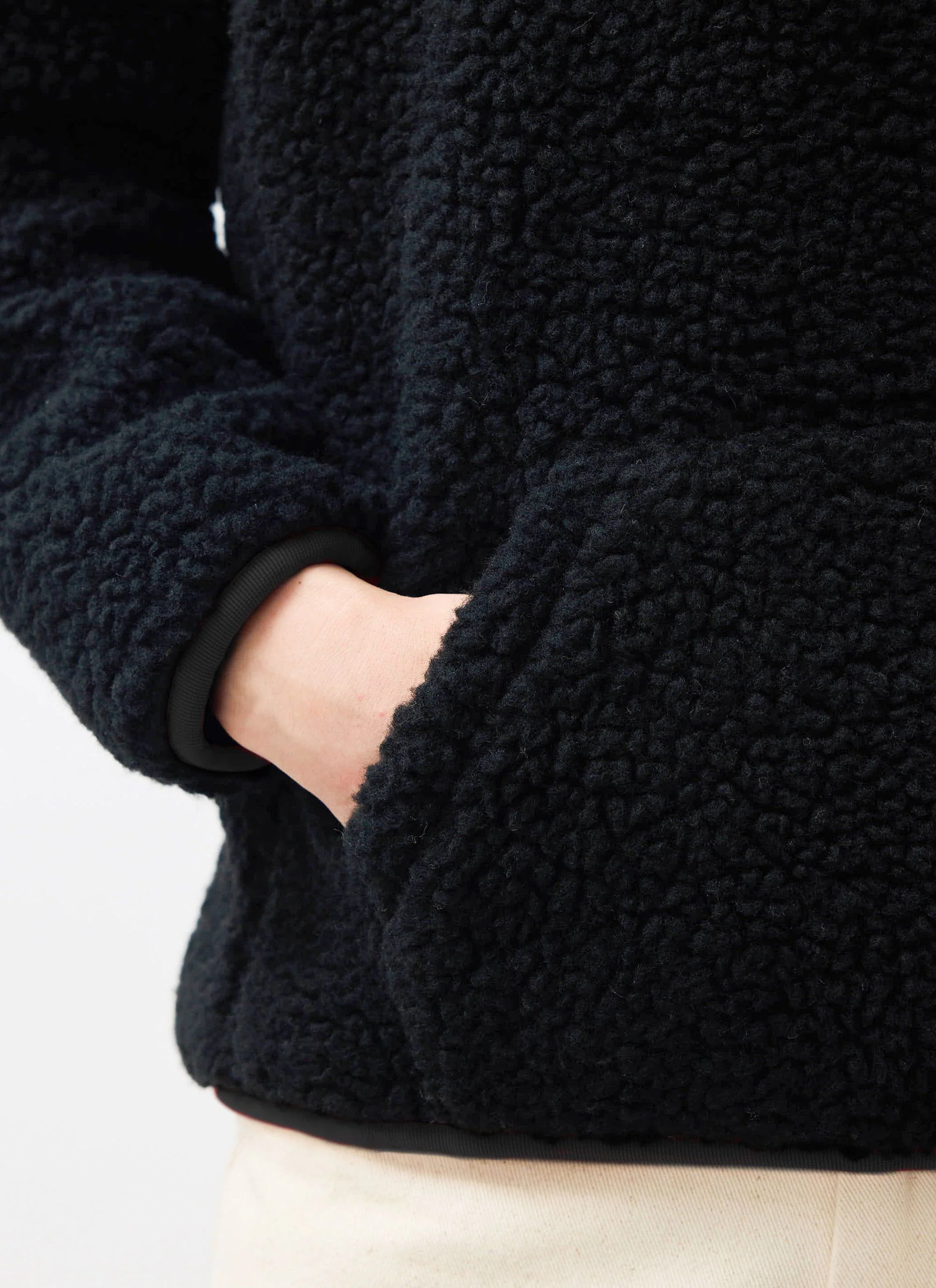 Men's Quarter Zip Wool Fleece Pullover | Black - Image 6