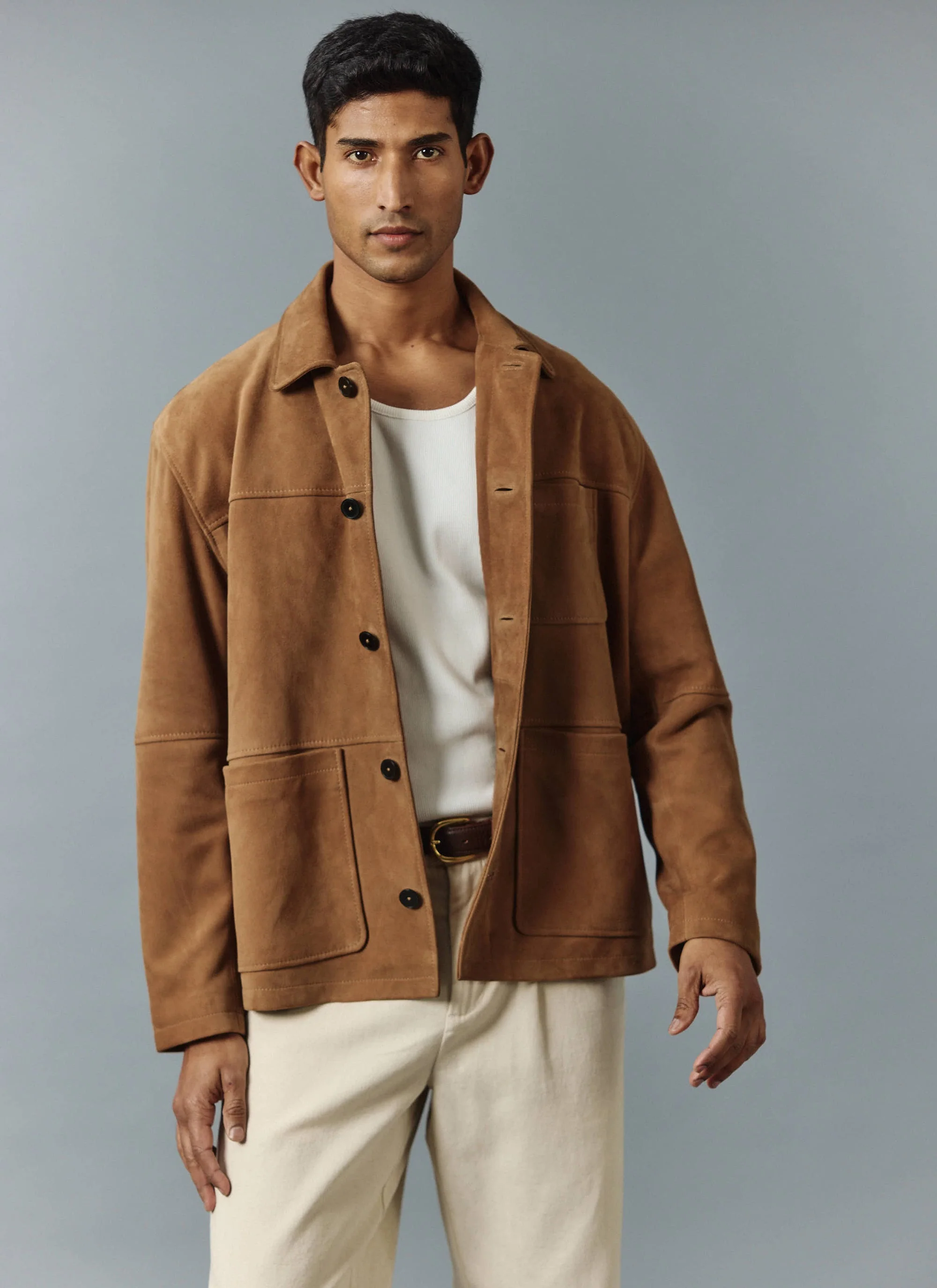 Afterward Suede Chore Jacket | Tan