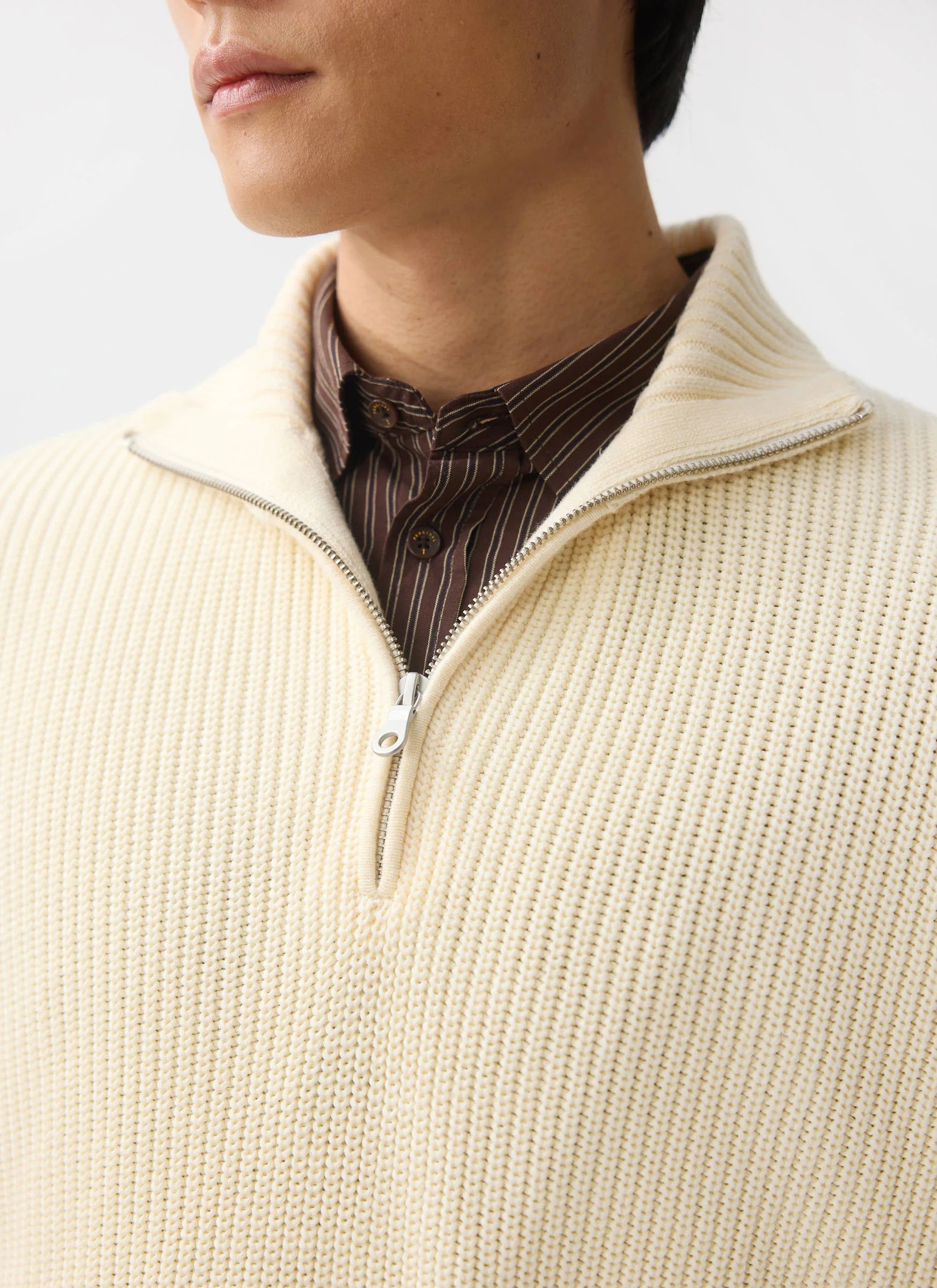 Meyer Quarter Zip Fisherman | Cotton | Ecru - Image 4