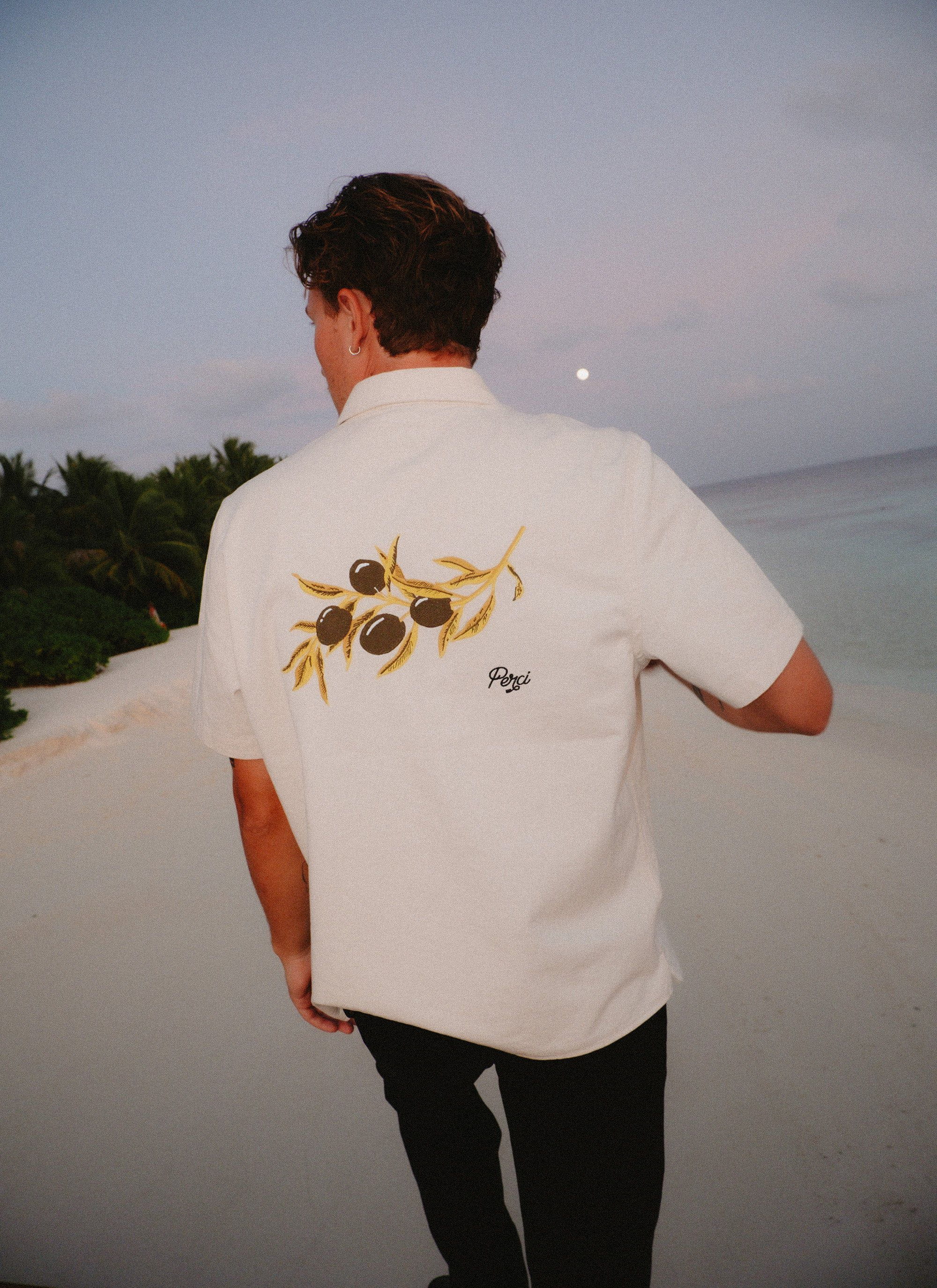 Olive Embroidered Cropped Shirt | White - Image 4