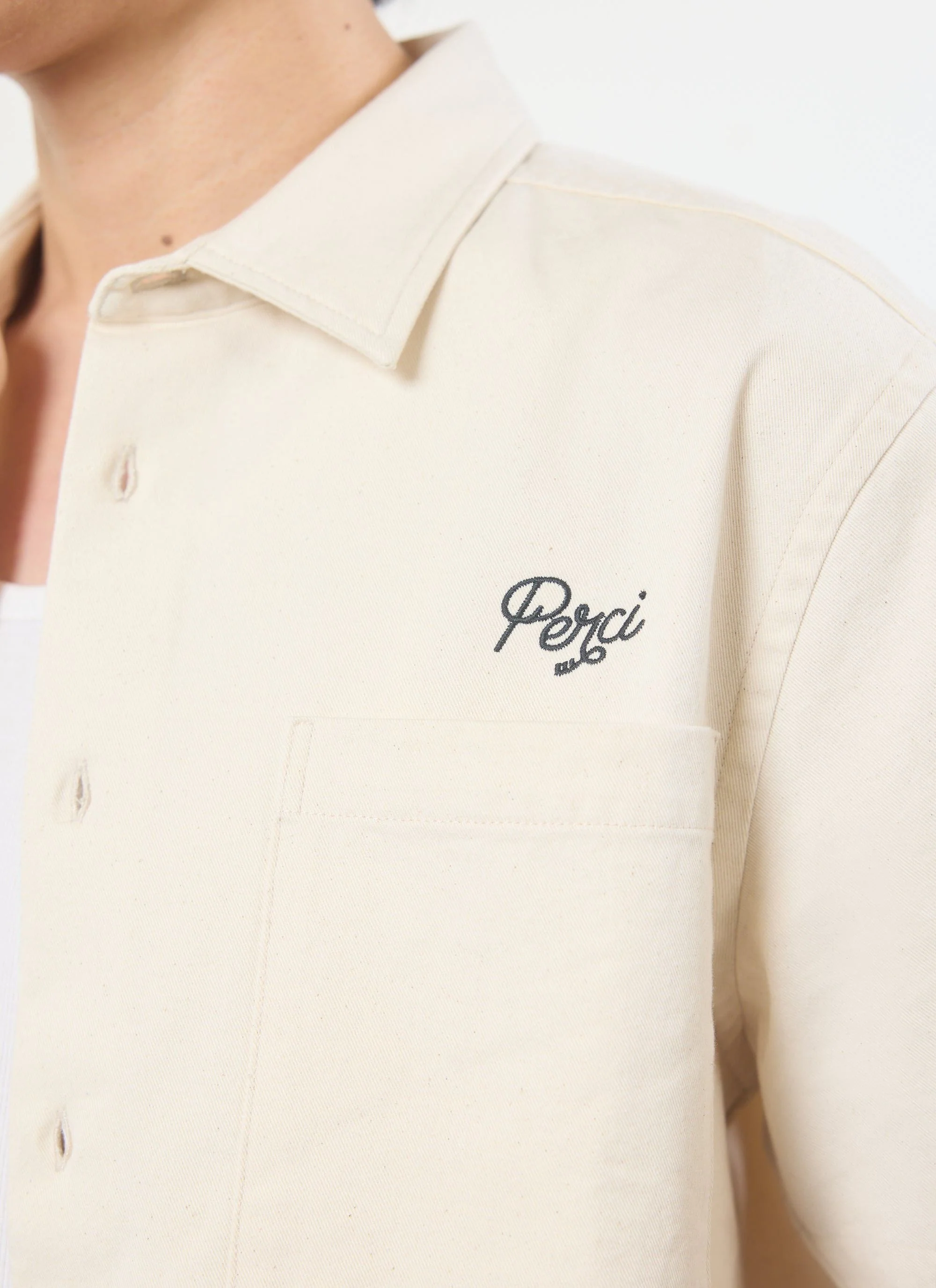 Olive Embroidered Cropped Shirt | White - Image 6