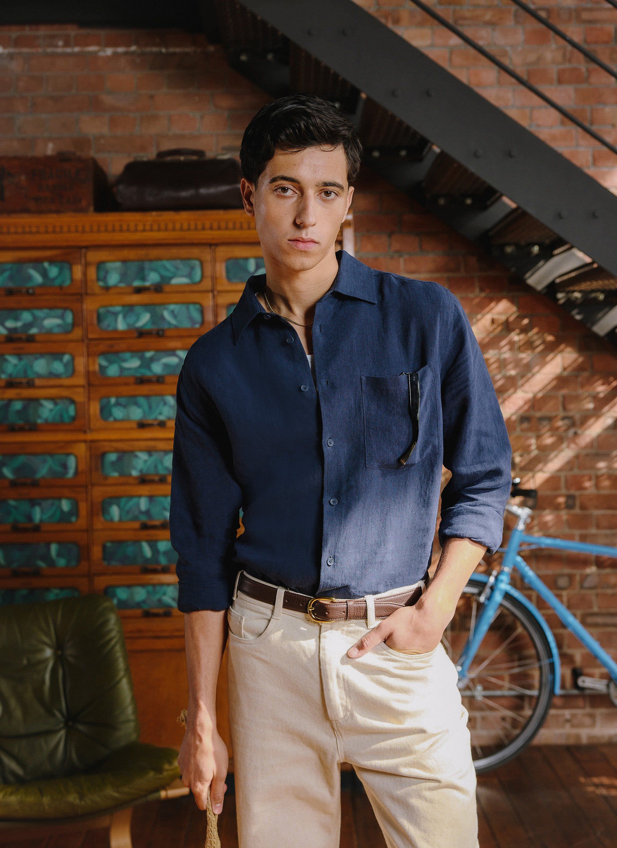 Pearce Shirt | Linen | Navy - Image 3