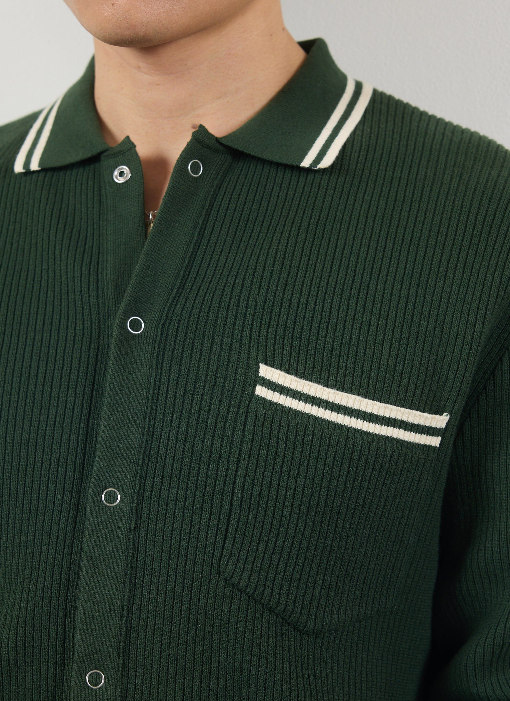 Pablo Cotton Knitted Shirt | Long Sleeve | Forest - Image 6