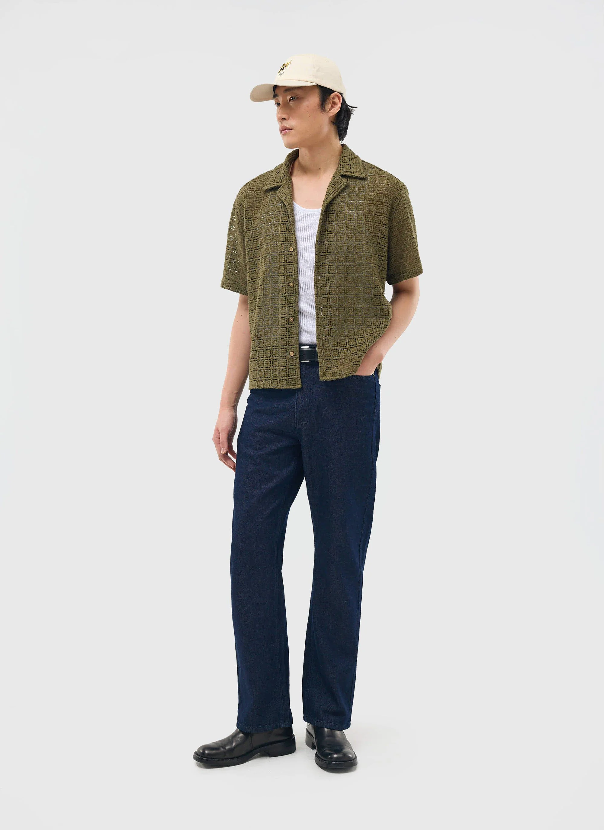 Palermo Crochet Cuban Shirt | Cotton | Olive Green - Image 6