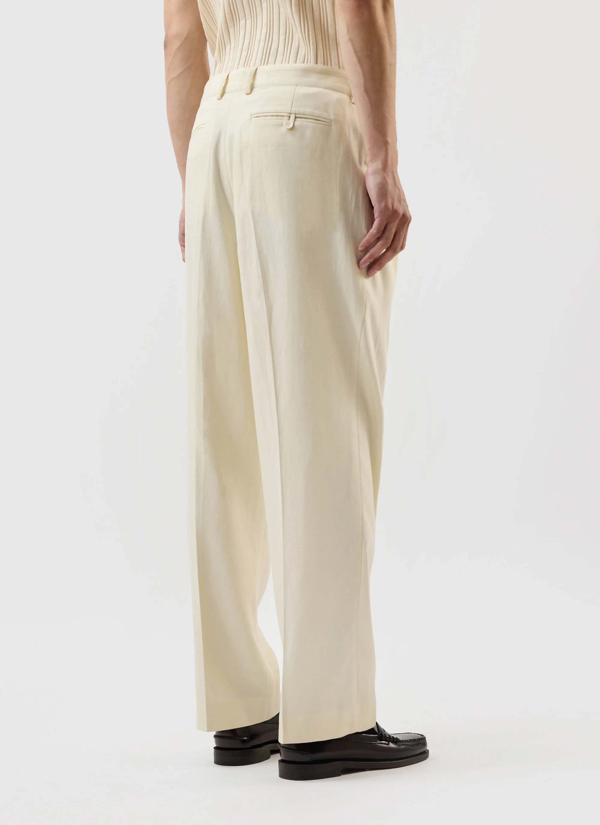 Pleated Lyocell Tailored Trousers | Percival x Warren | Ecru - Image 4