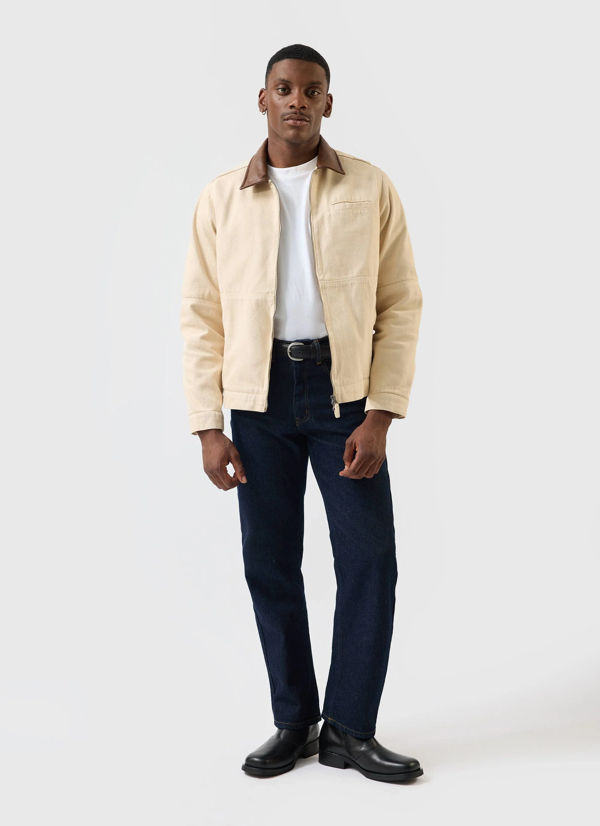 Preface Contrast Collar Jacket | Cotton Twill | Ecru - Image 10