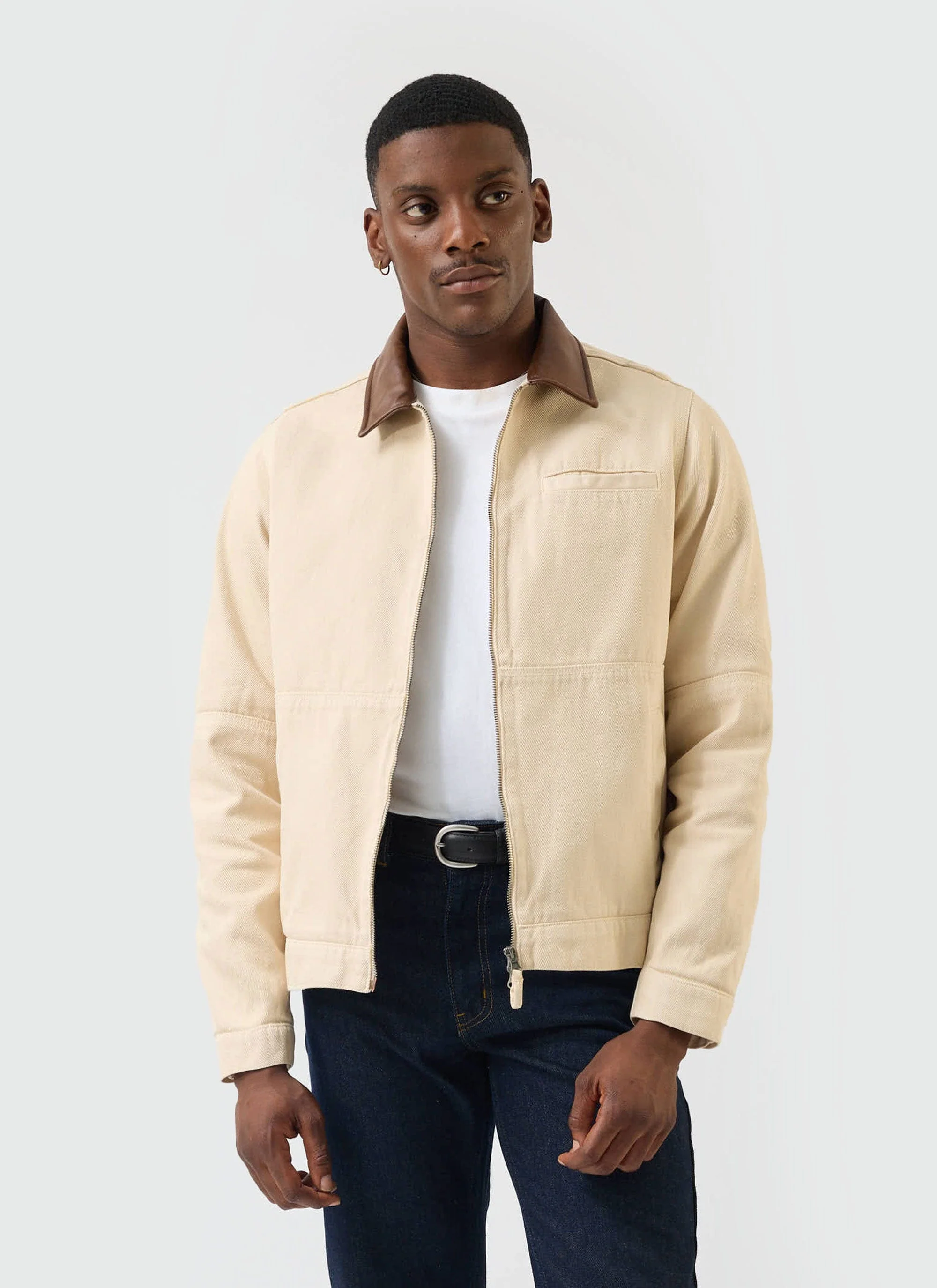 Preface Contrast Collar Jacket | Cotton Twill | Ecru - Image 3