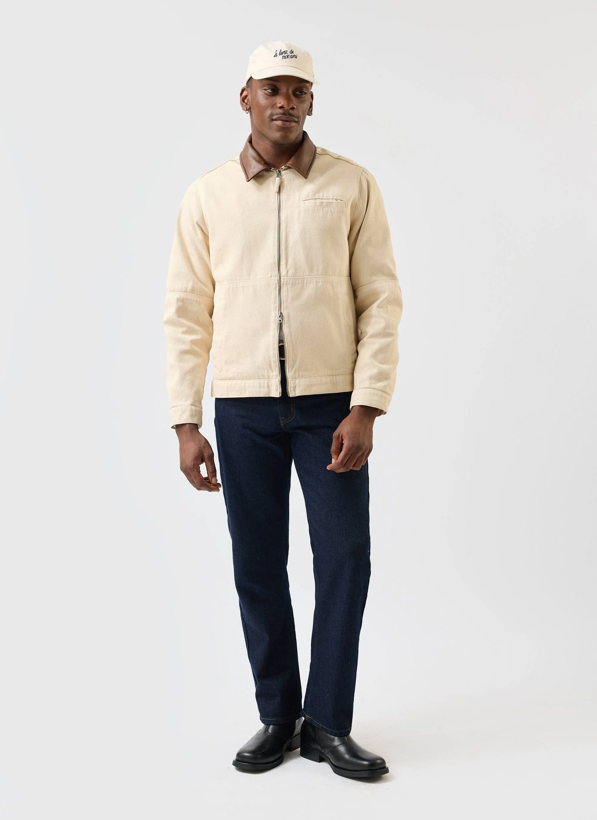 Preface Contrast Collar Jacket | Cotton Twill | Ecru - Image 5