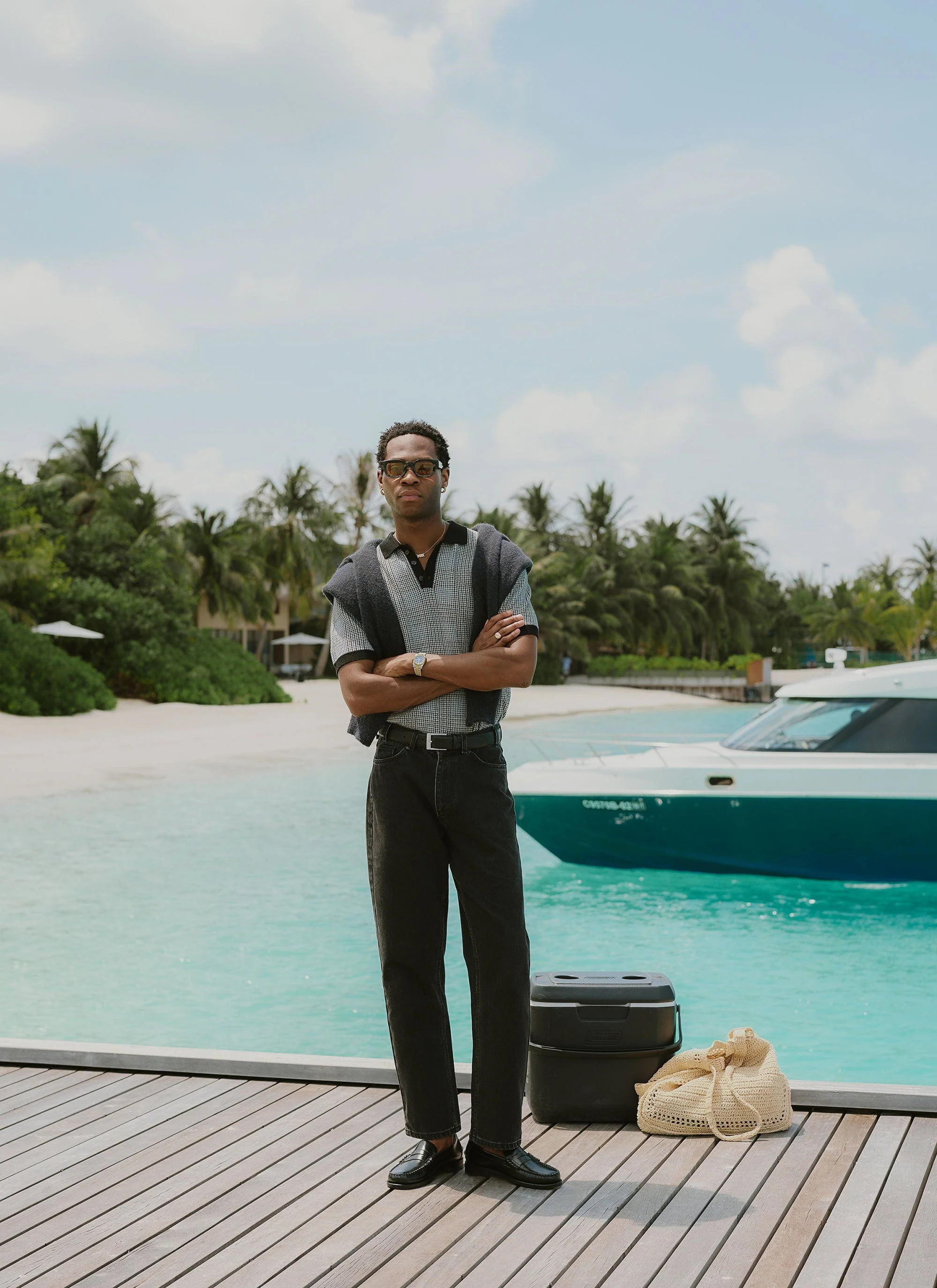 Casa Martini Knitted Polo | Puppytooth Cotton | Navy - Image 5